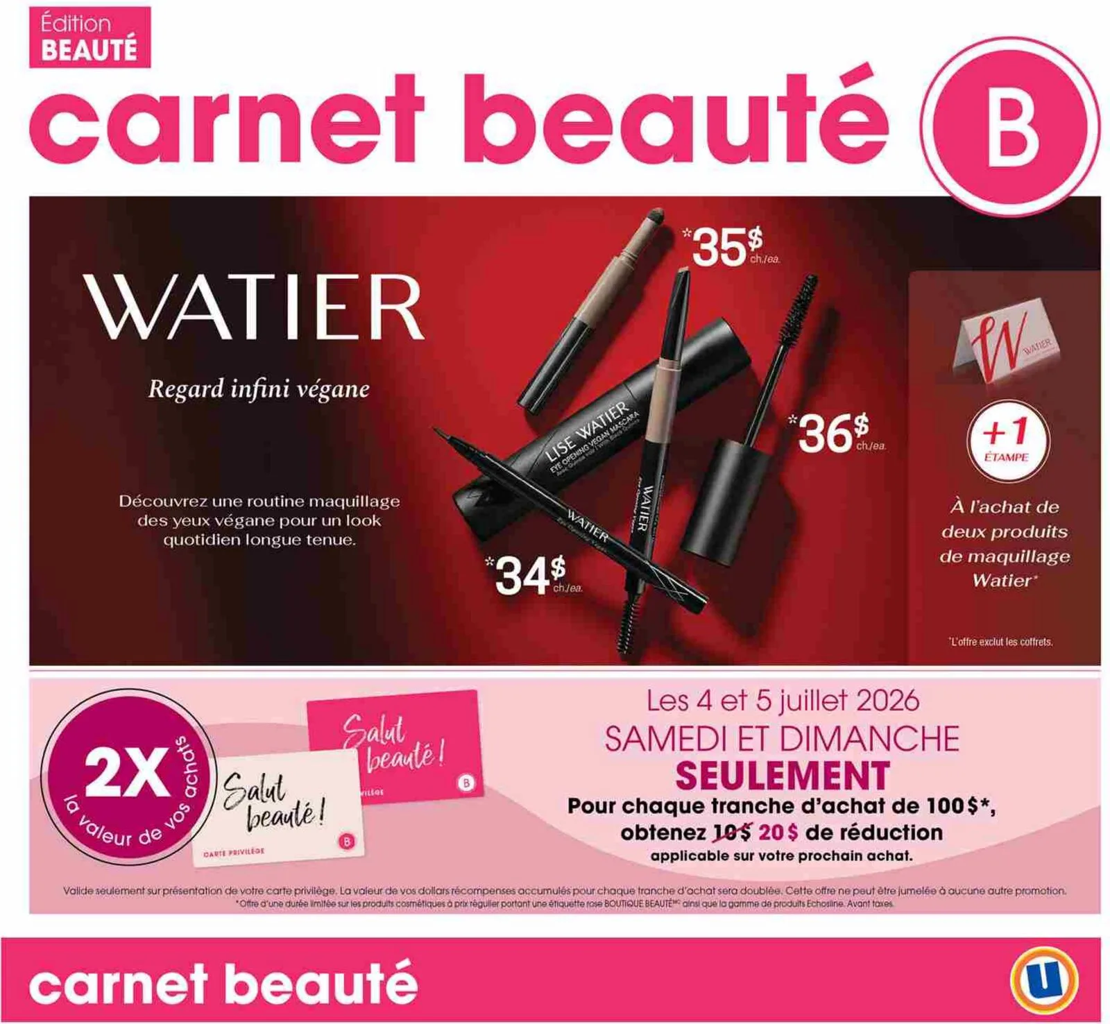 Page 1 de la Carnet Uniprix Beauté du 2 au 8 juillet 2026