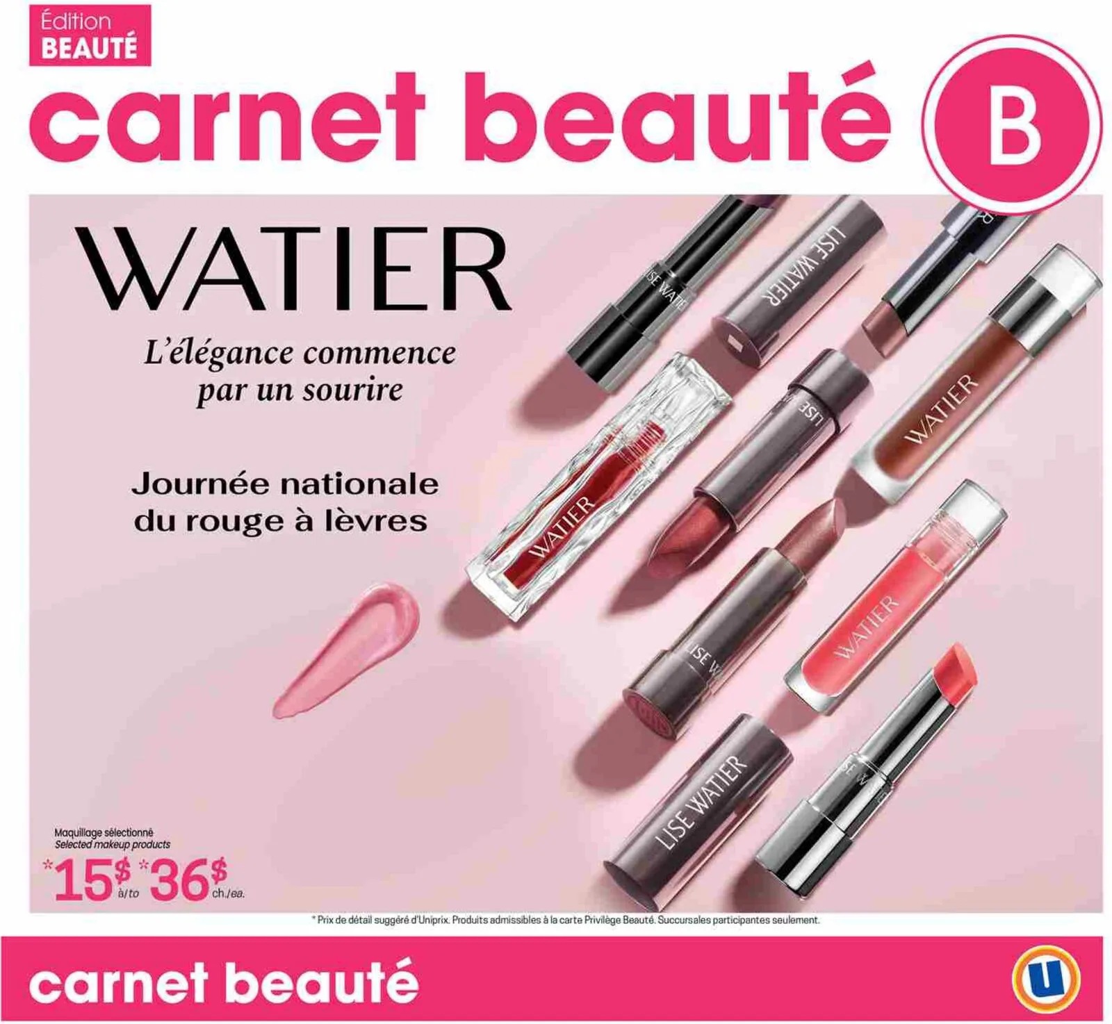 Page 1 de la Carnet Uniprix Beauté du 23 au 29 juillet 2026