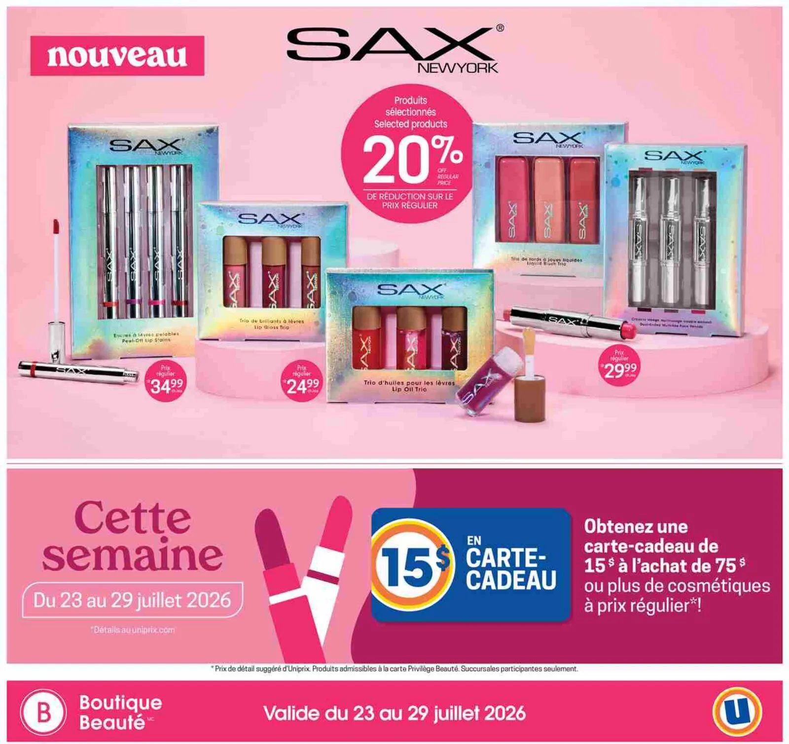 Page 5 de la Carnet Uniprix Beauté du 23 au 29 juillet 2026