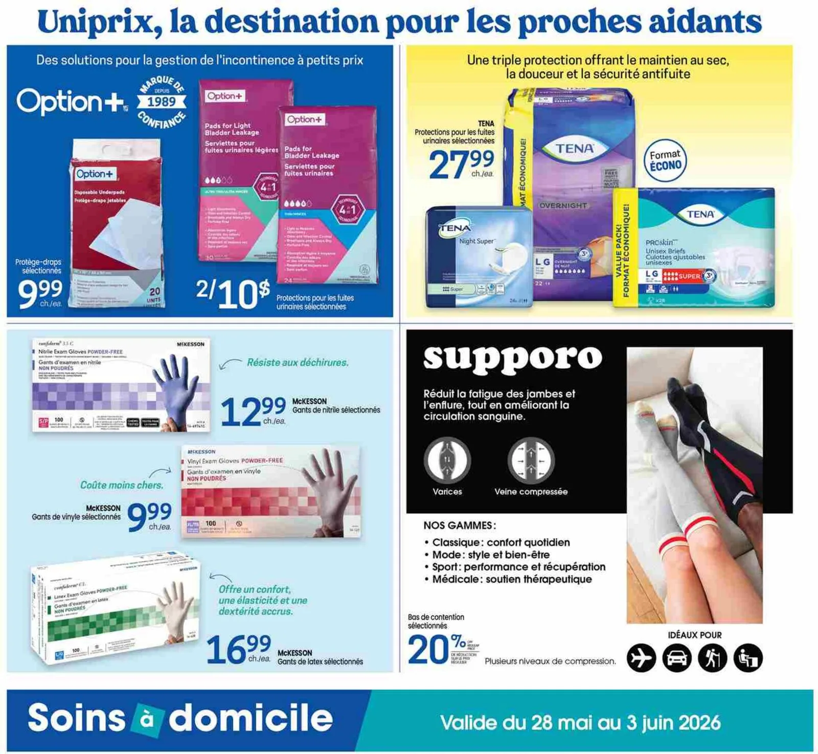 Page 2 de la Carnet Uniprix Soins à domicile du 28 mai au 3 juin 2026