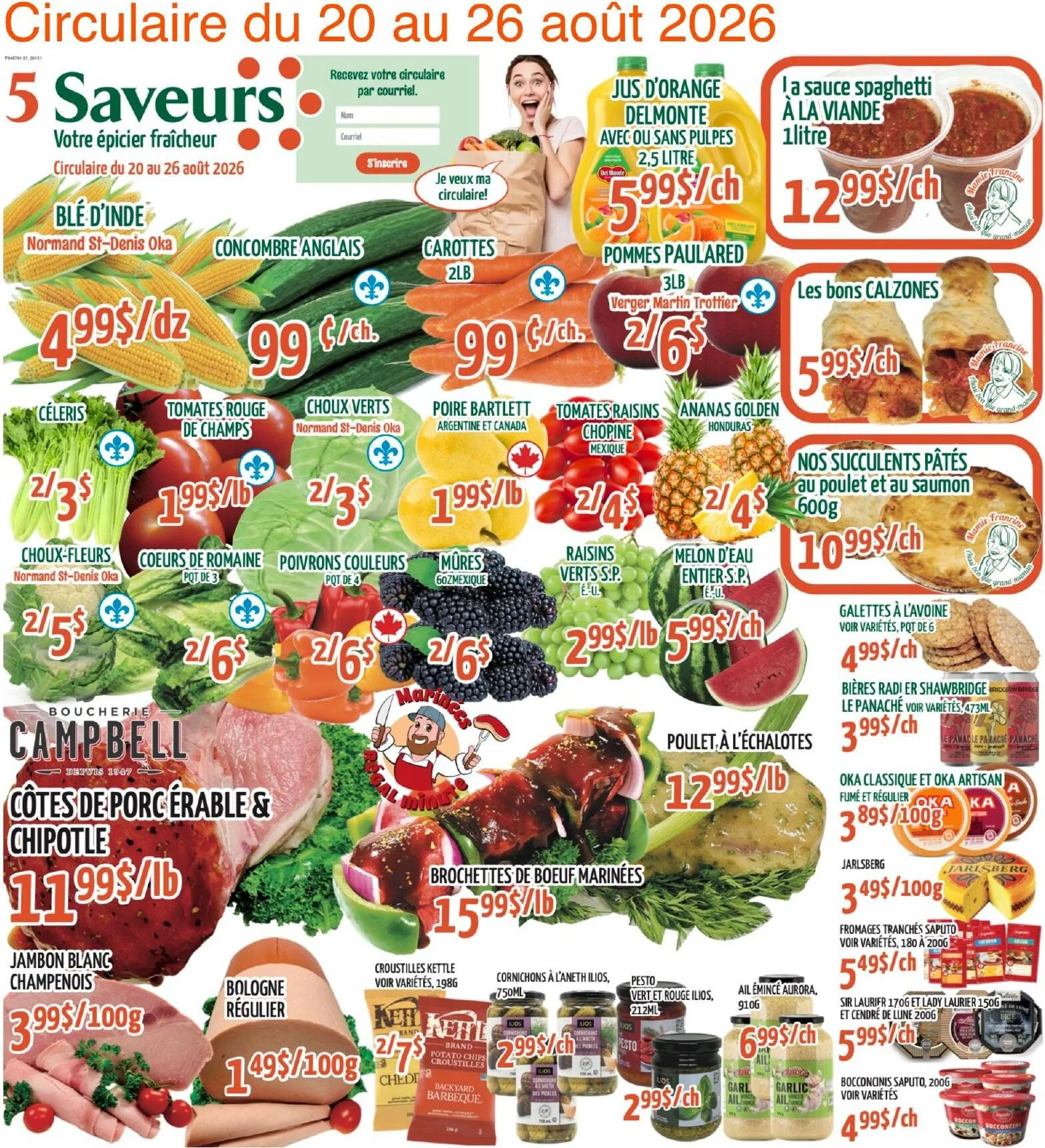 Page 1 de la Circulaire 5 Saveurs du 20 au 26 août 2026