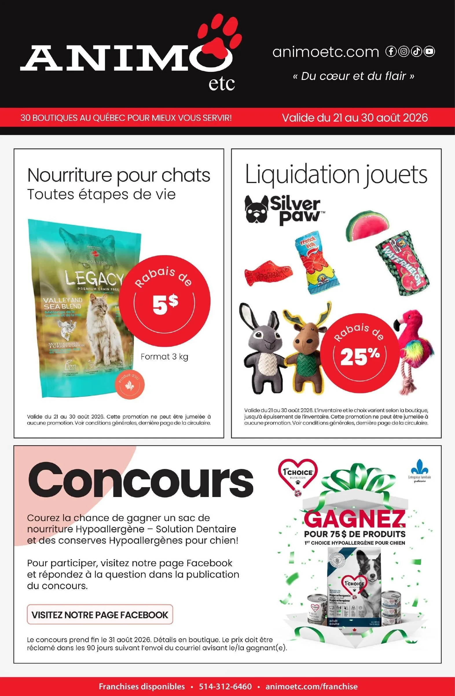 Page 1 de la Circulaire Animo etc. du 21 au 30 août 2026