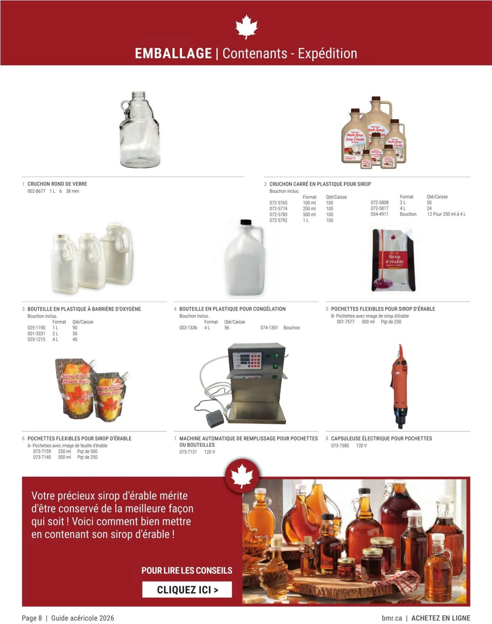 Page 8 de la Circulaire BMR Agrizone Guide Acéricole du 1 janvier au 31 décembre 2026