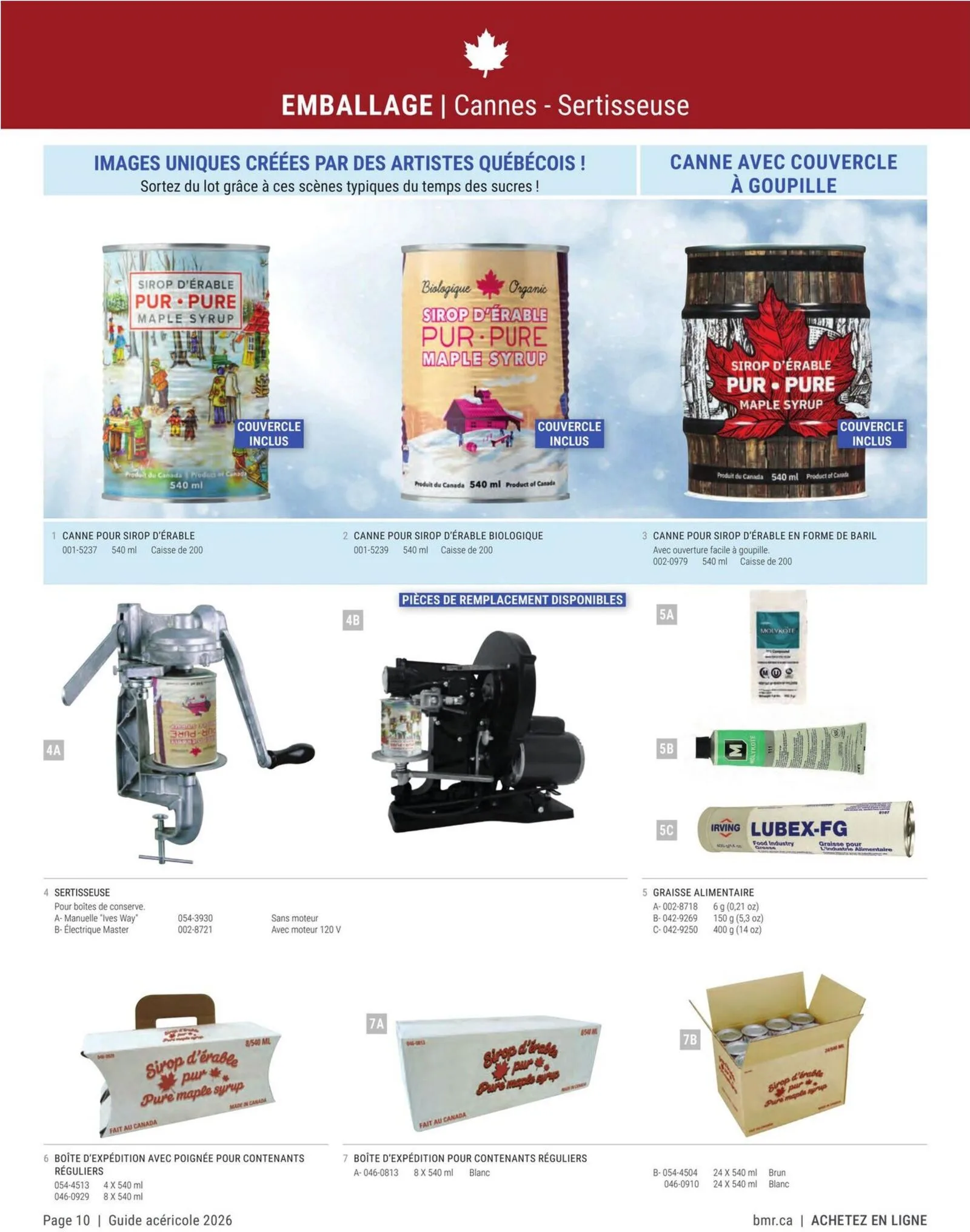 Page 10 de la Circulaire BMR Agrizone Guide Acéricole du 1 janvier au 31 décembre 2026