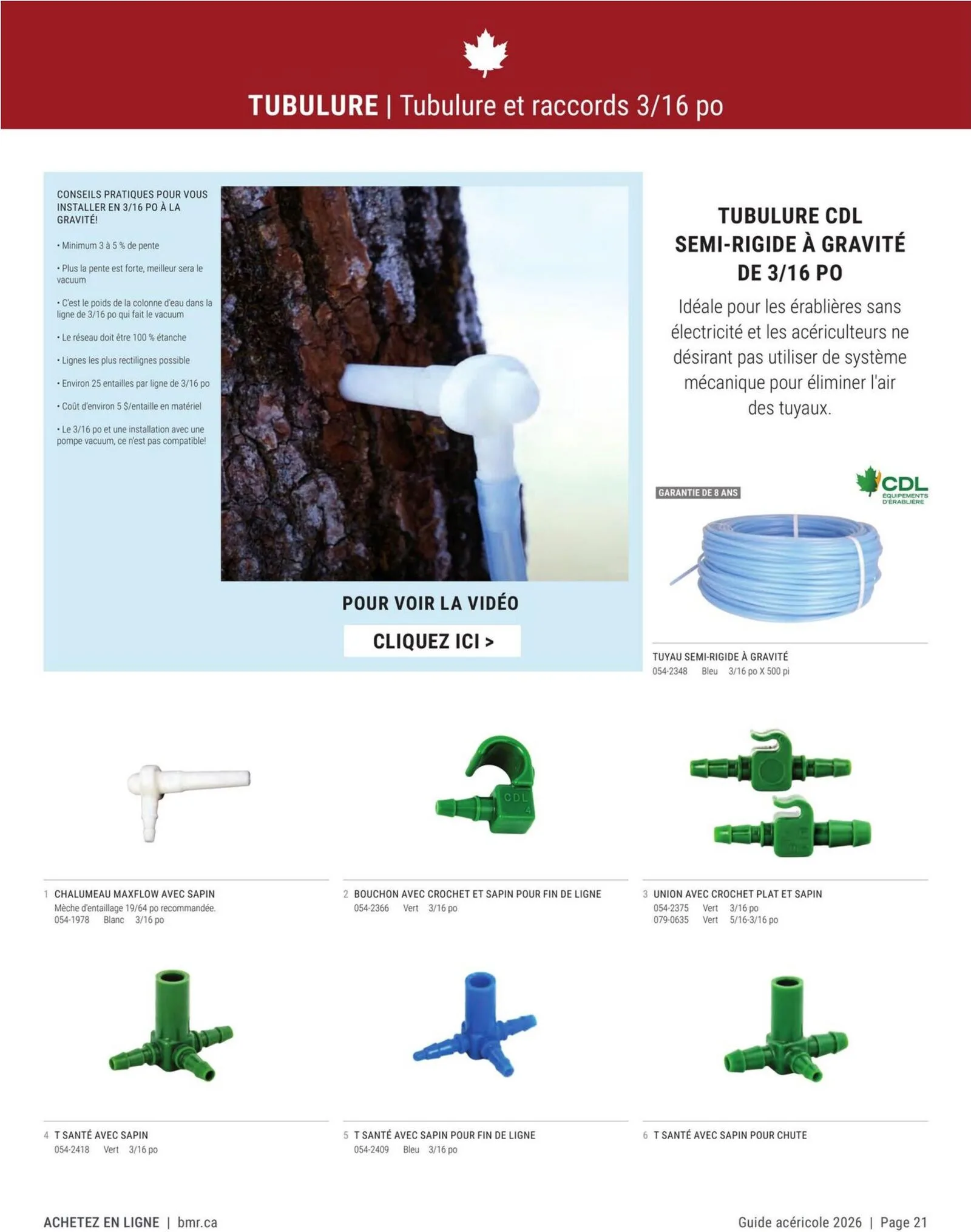 Page 21 de la Circulaire BMR Agrizone Guide Acéricole du 1 janvier au 31 décembre 2026