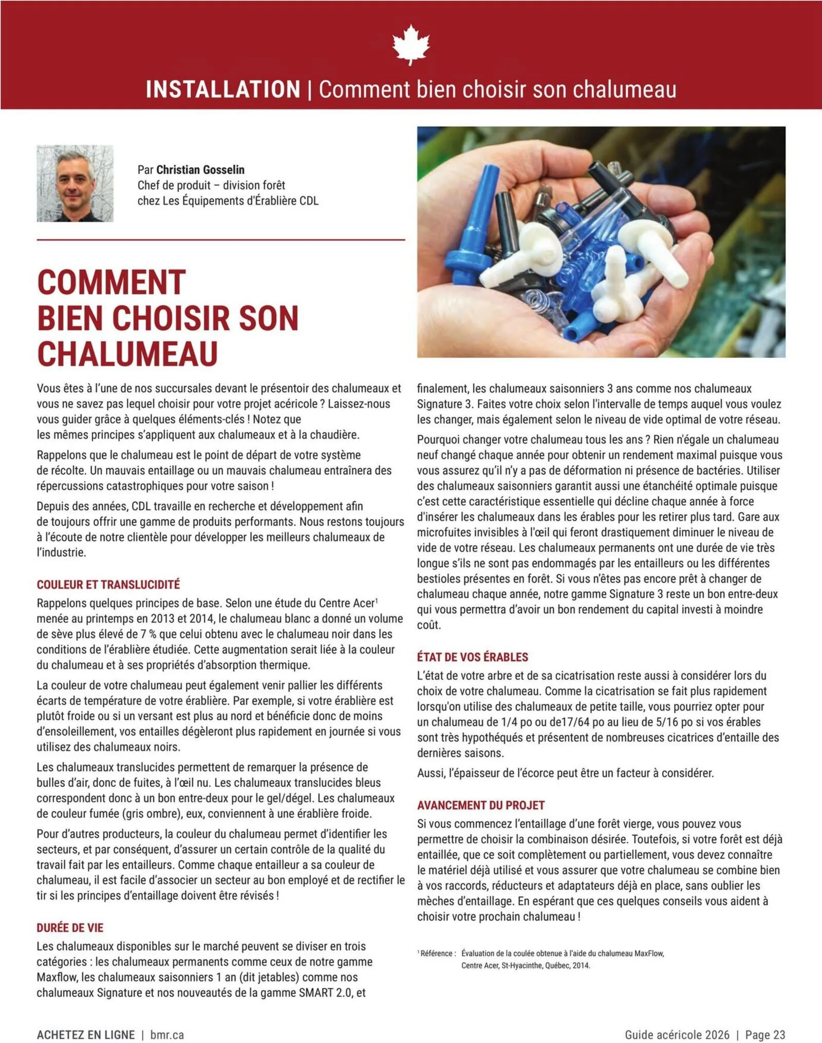 Page 23 de la Circulaire BMR Agrizone Guide Acéricole du 1 janvier au 31 décembre 2026