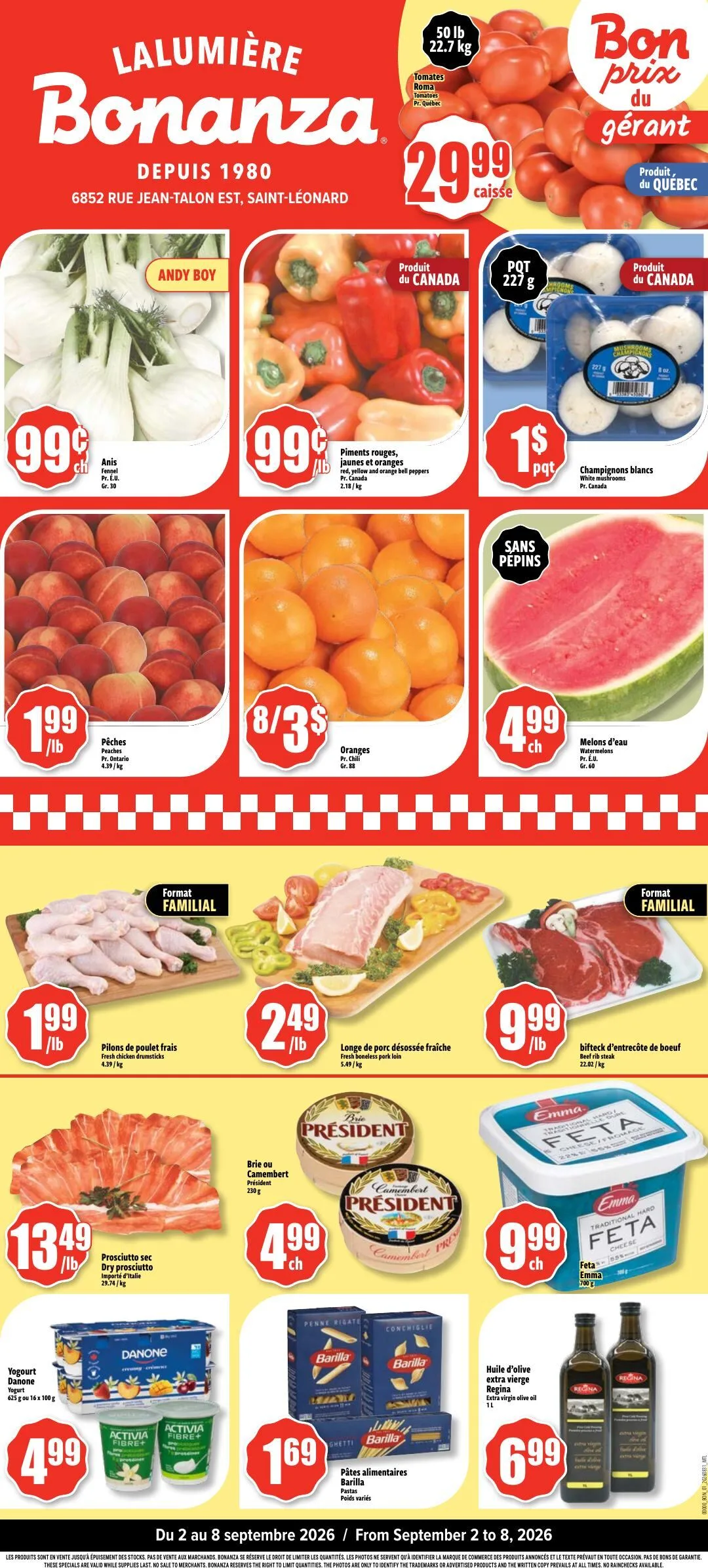 Page 1 de la Circulaire Bonanza Lalumière du 2 au 8 septembre 2026