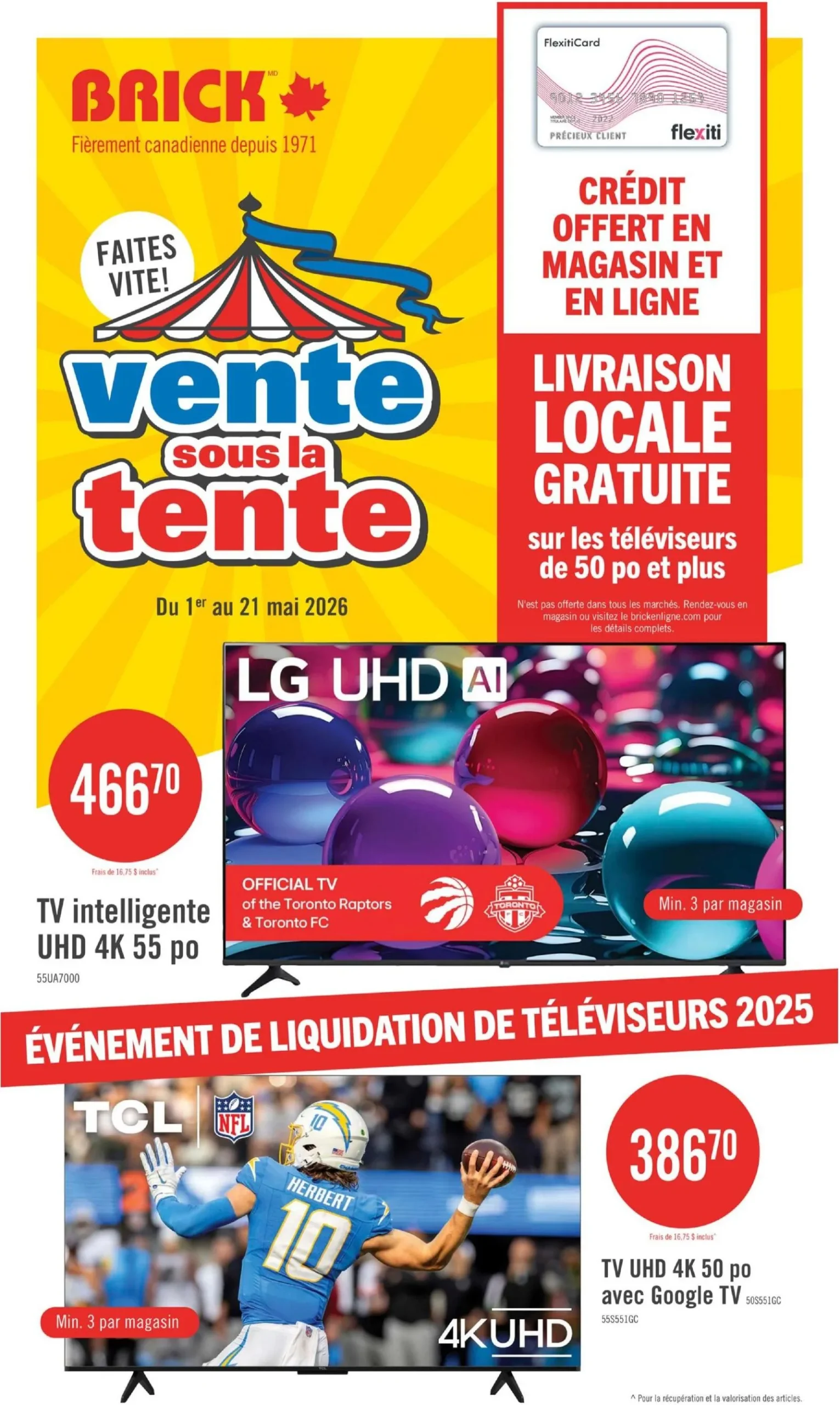 Page 1 de la Circulaire Brick Vente sous la Tente Électronique du 1 au 21 mai 2026