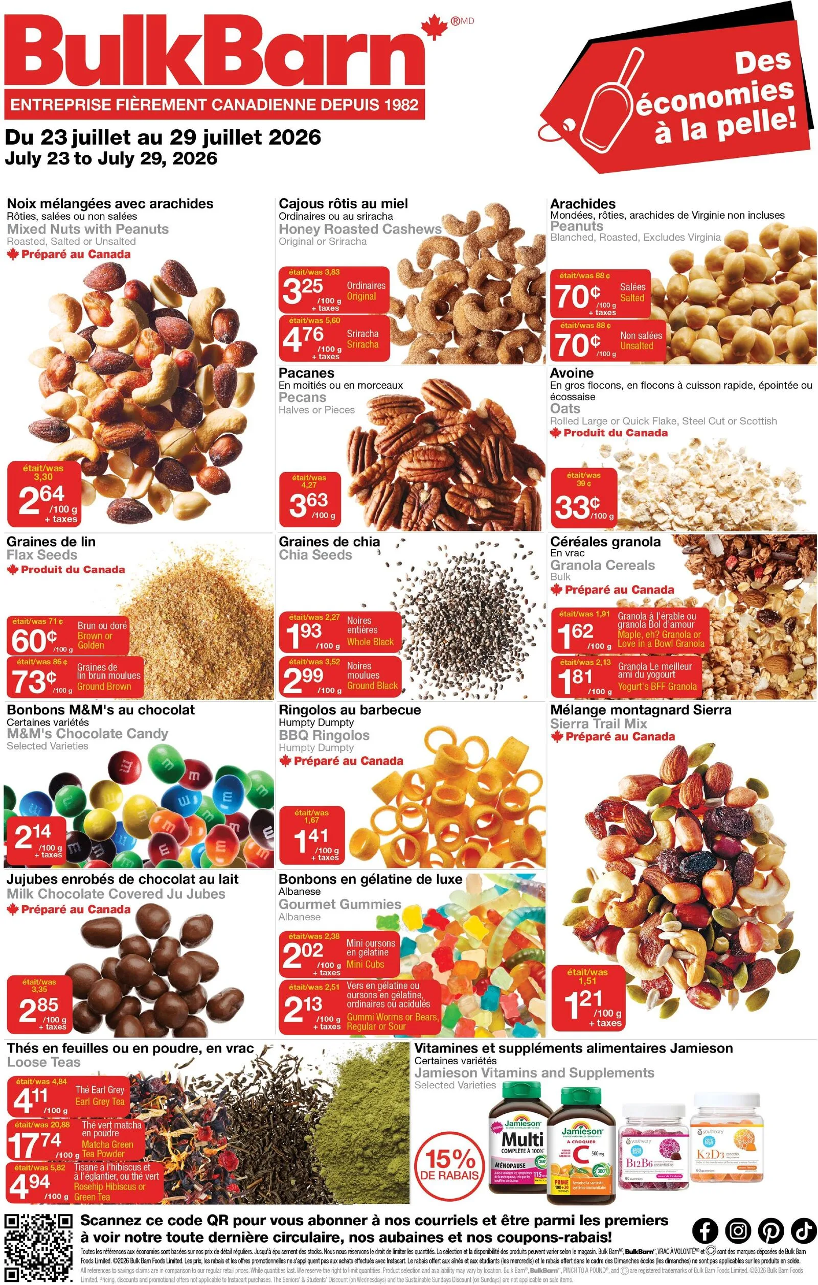 Page 1 de la Circulaire Bulk Barn du 23 au 29 juillet 2026