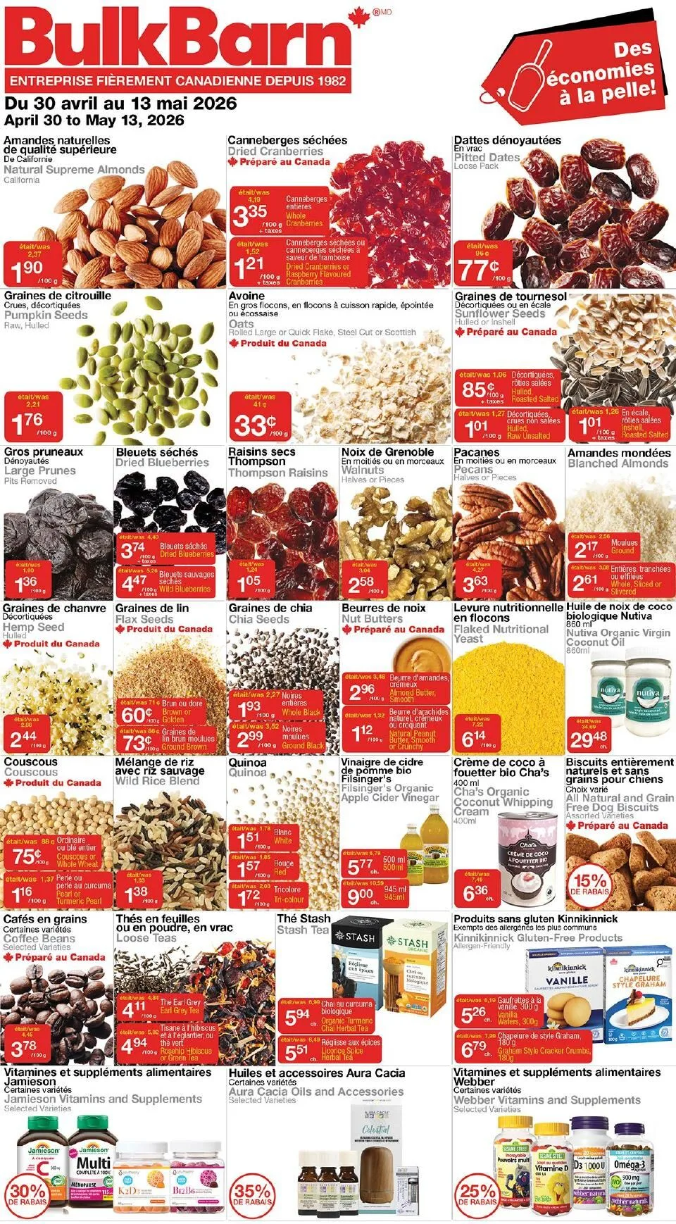Page 1 de la Circulaire Bulk Barn du 30 avril au 13 mai 2026