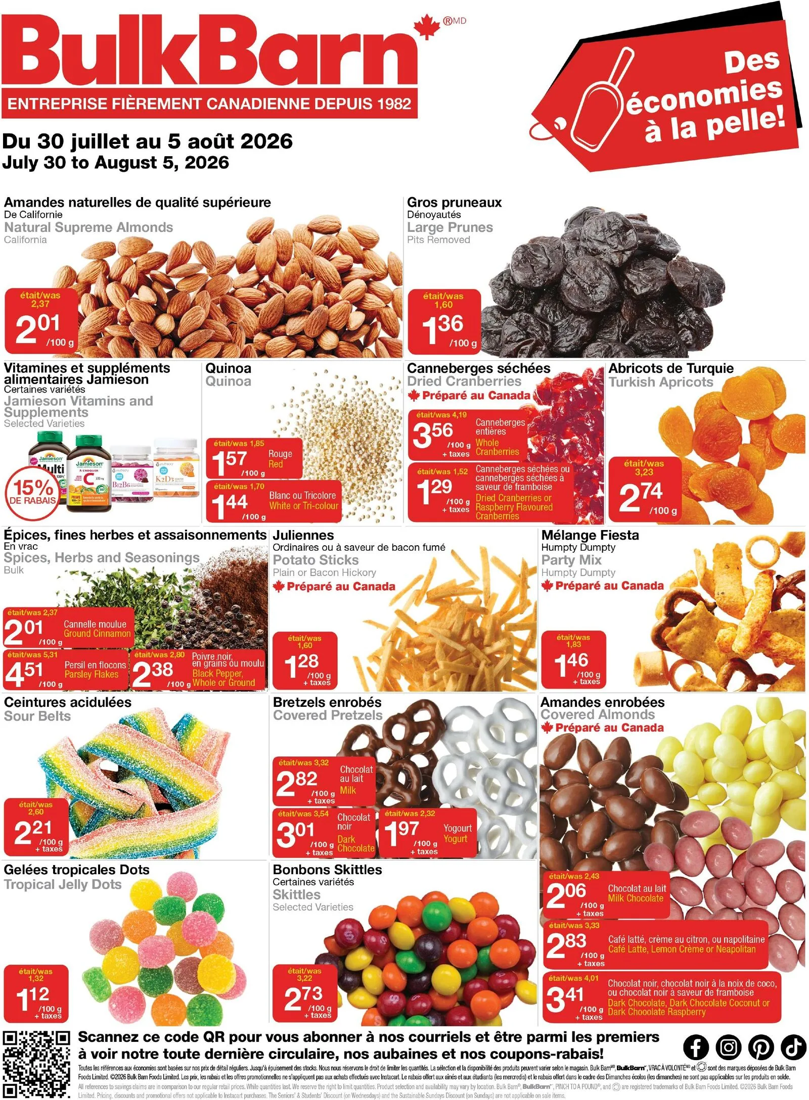Page 1 de la Circulaire Bulk Barn du 30 juillet au 5 août 2026