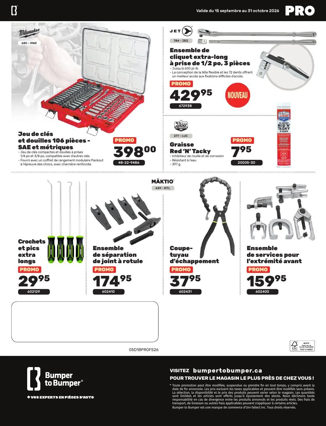 Page 16 de la Circulaire Bumper to Bumper Pro du 15 septembre au 31 octobre 2026