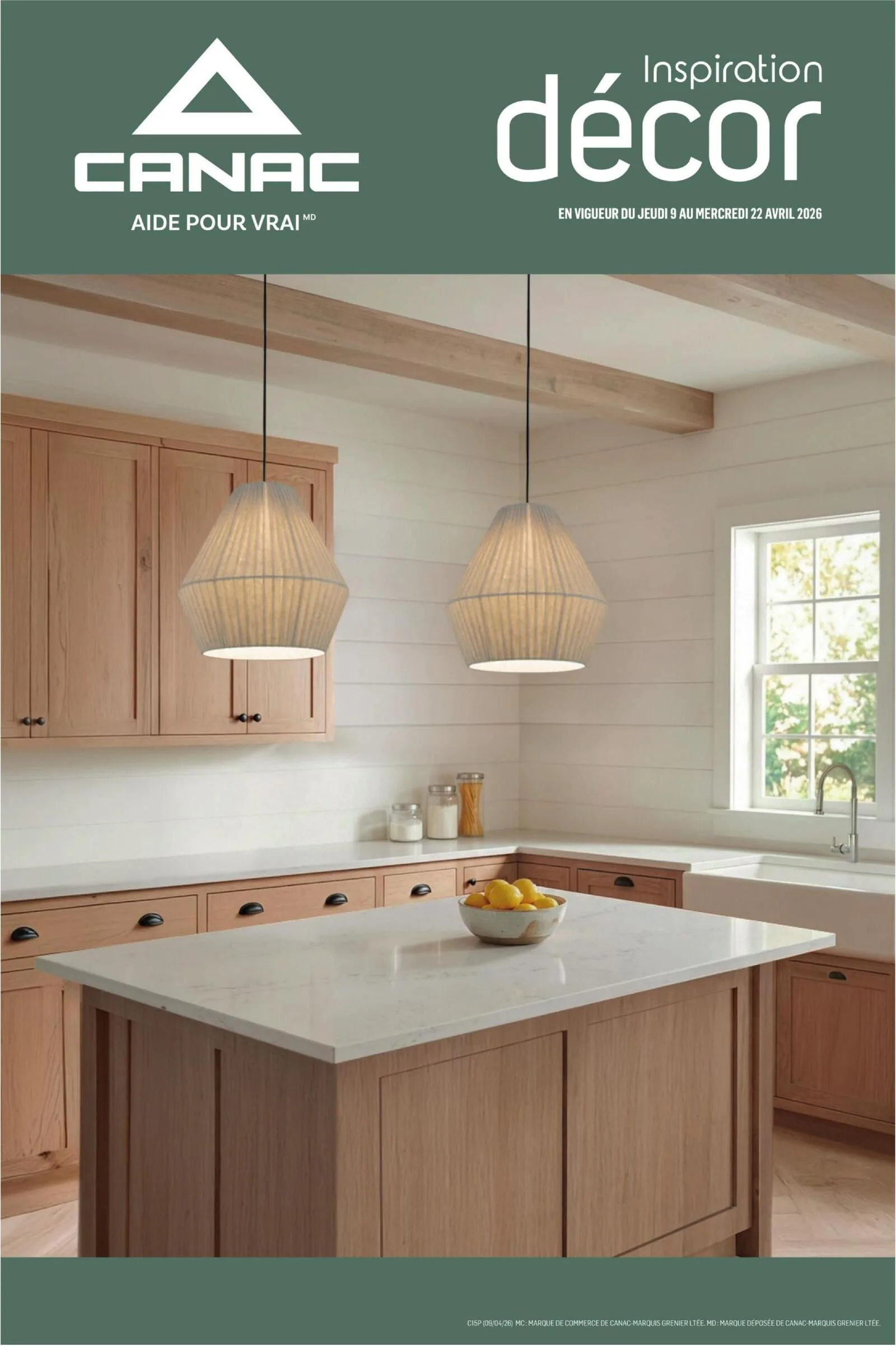 Page 1 de la Circulaire Canac Inspiration Décor du 9 au 22 avril 2026