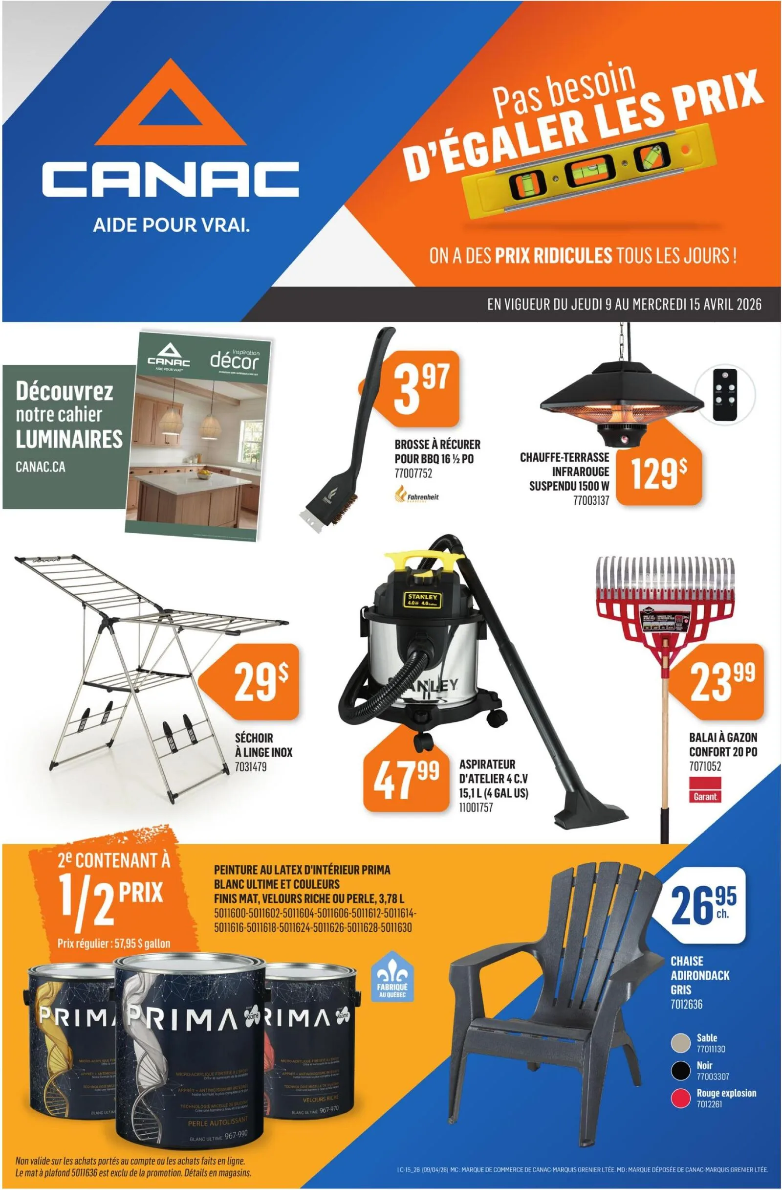 Page 1 de la Circulaire Canac du 9 au 15 avril 2026