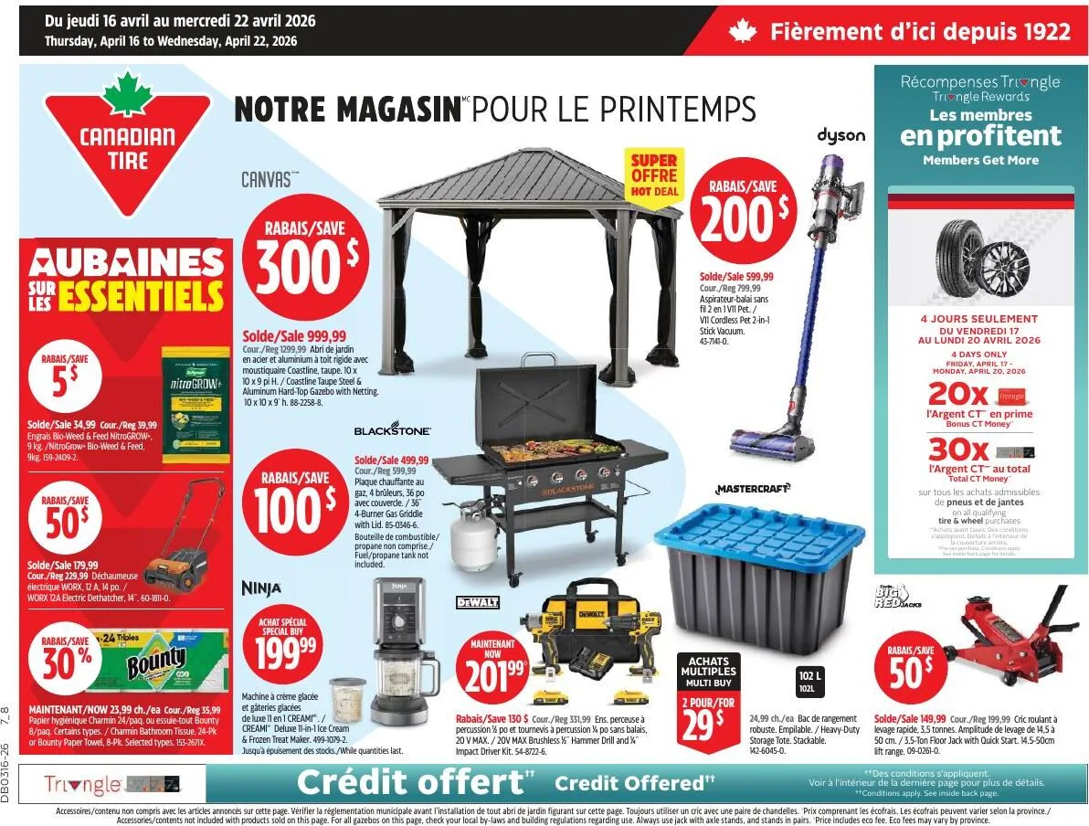Page 1 de la Circulaire Canadian Tire du 16 au 22 avril 2026