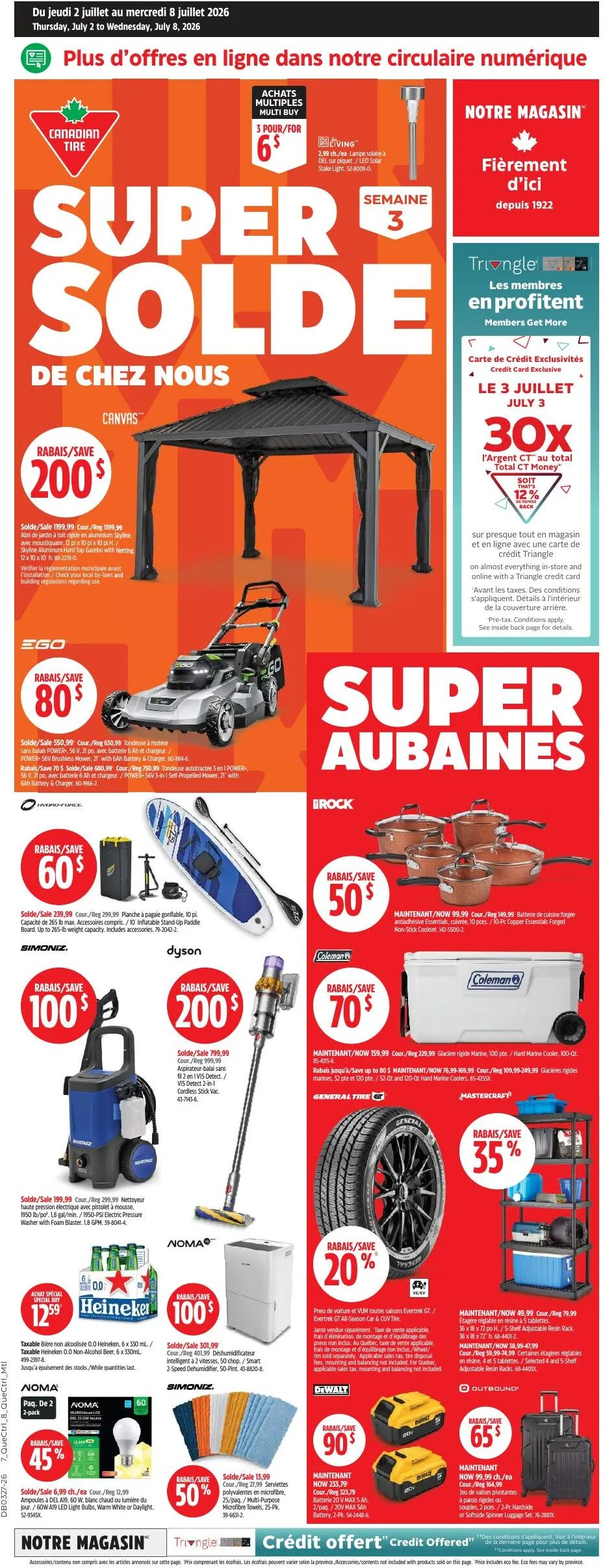 Page 1 de la Circulaire Canadian Tire du 2 au 8 juillet 2026