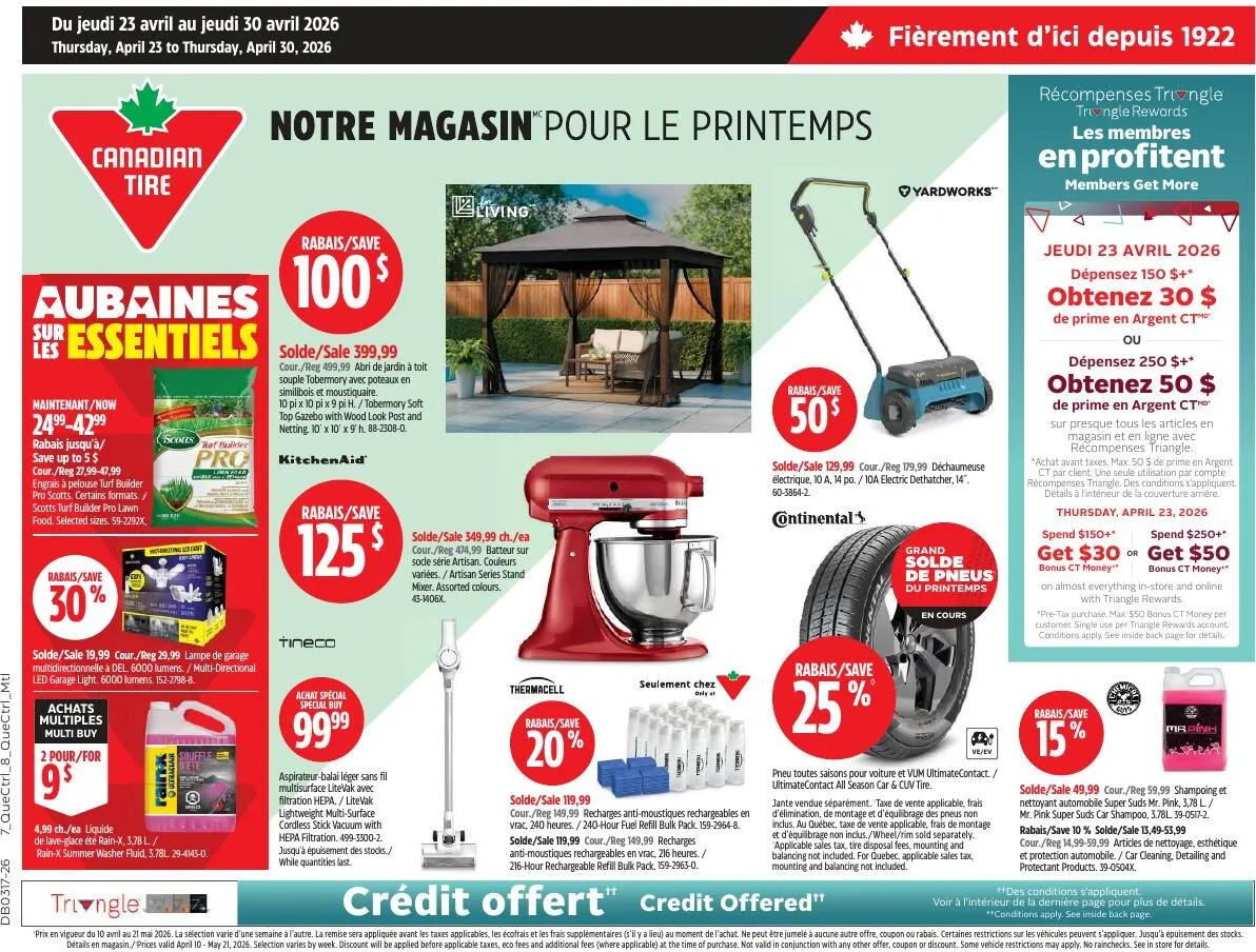 Page 1 de la Circulaire Canadian Tire du 23 au 30 avril 2026