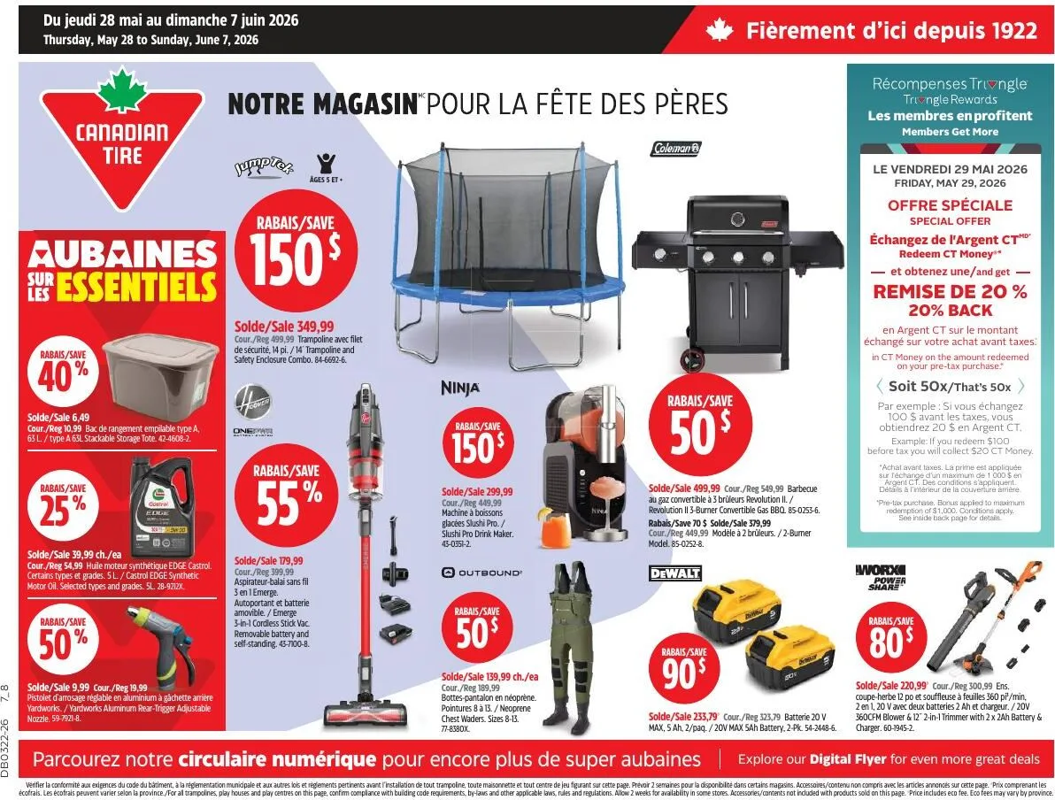 Page 1 de la Circulaire Canadian Tire du 28 mai au 7 juin 2026