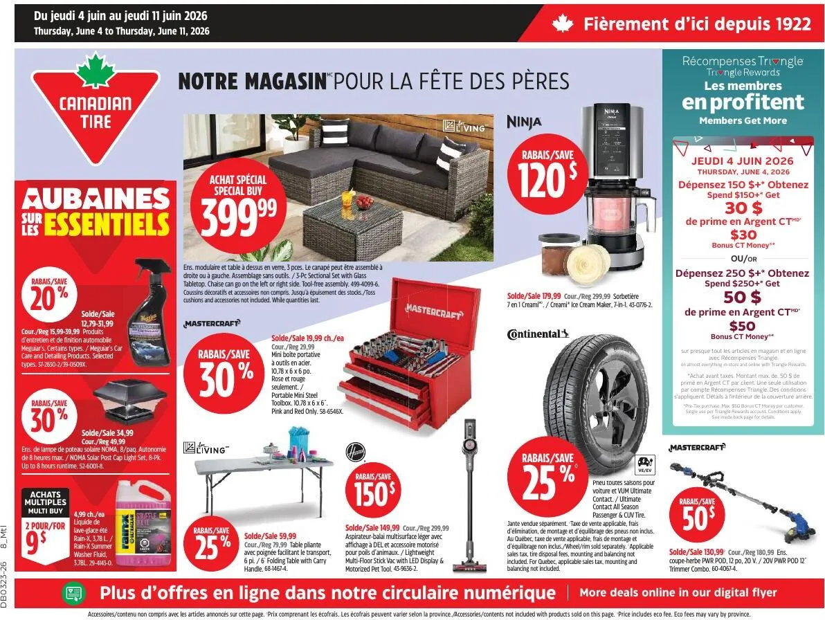 Page 1 de la Circulaire Canadian Tire du 4 au 11 juin 2026