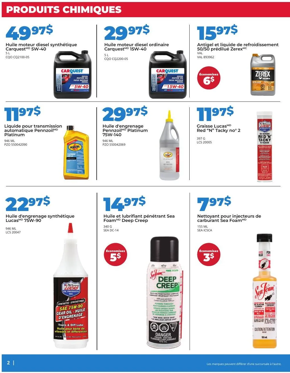 Page 2 de la Circulaire Carquest du 19 juillet au 15 août 2026