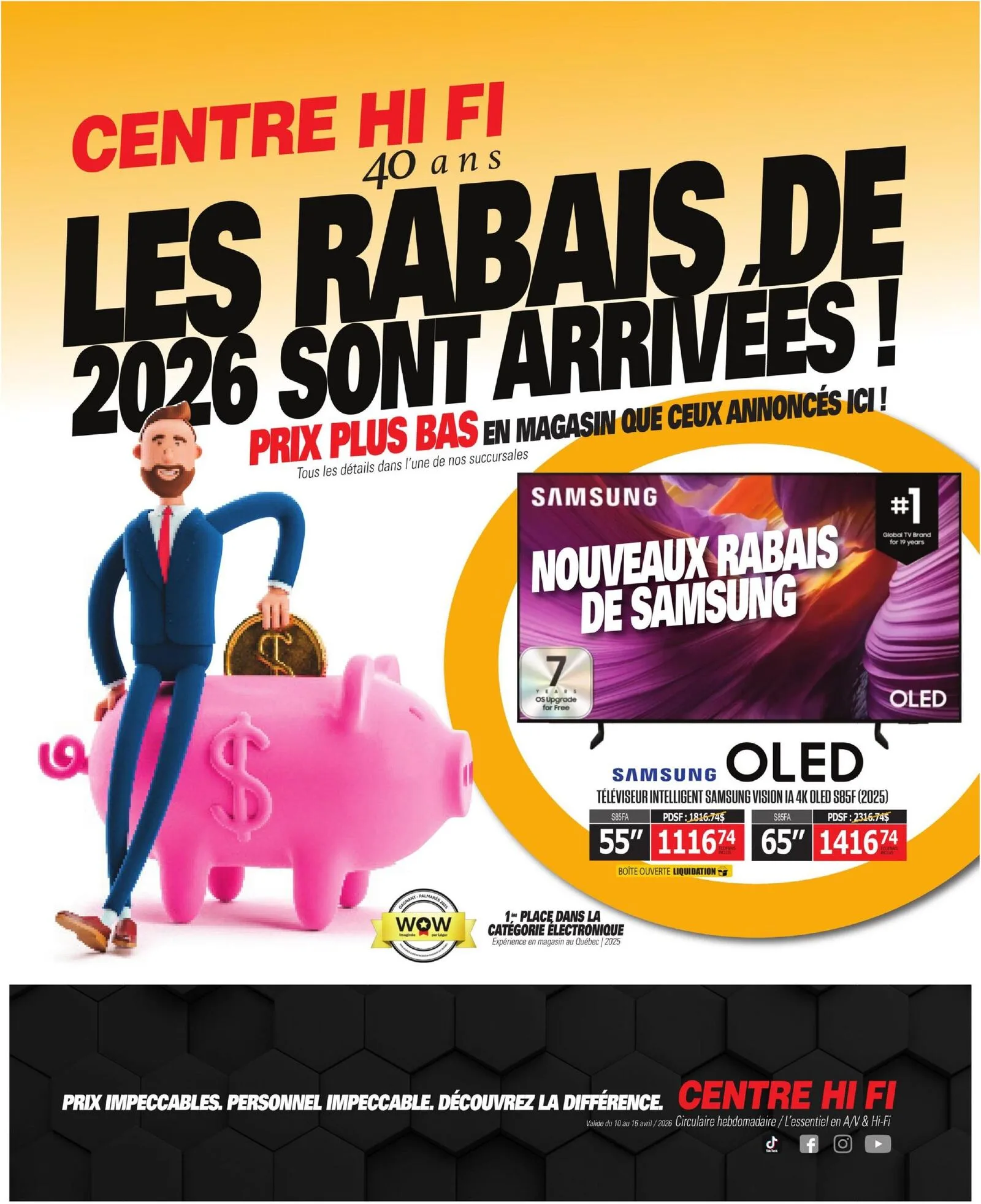 Page 1 de la Circulaire Centre Hi Fi du 10 au 16 avril 2026