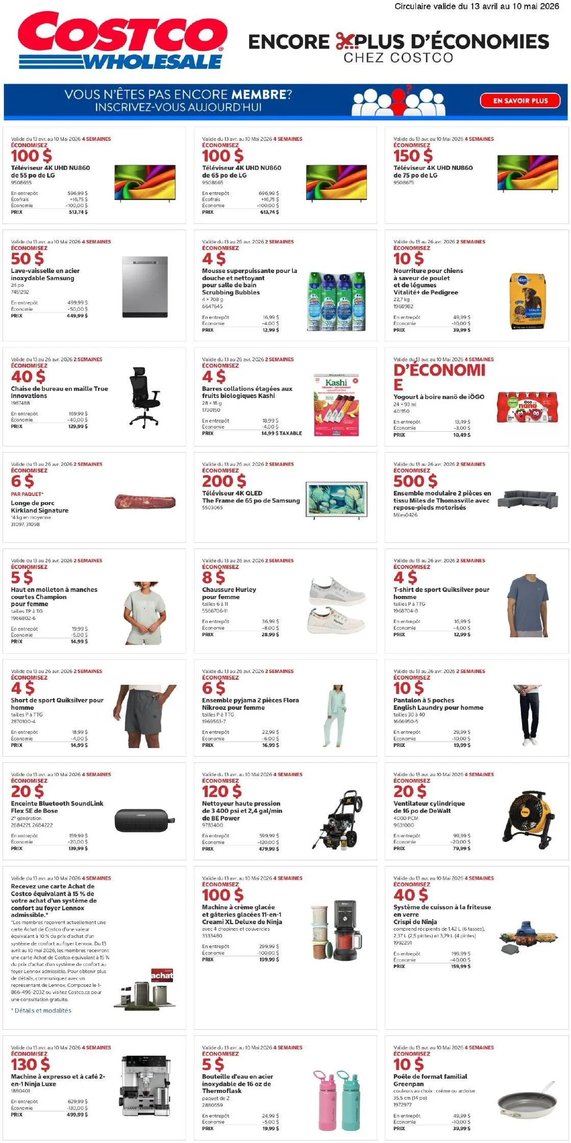 Page 1 de la Circulaire Costco du 13 avril au 10 mai 2026