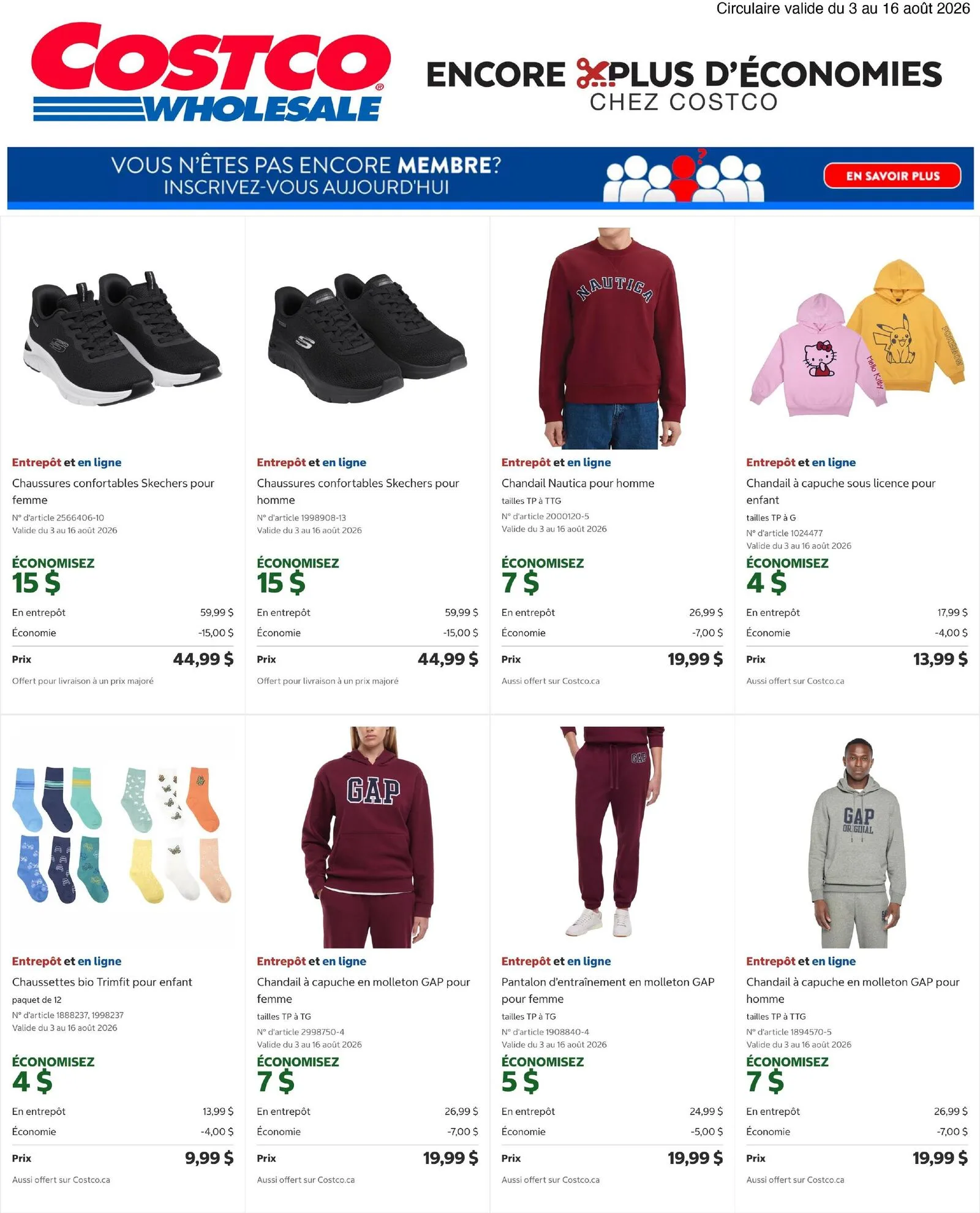 Page 1 de la Circulaire Costco du 3 au 16 août 2026