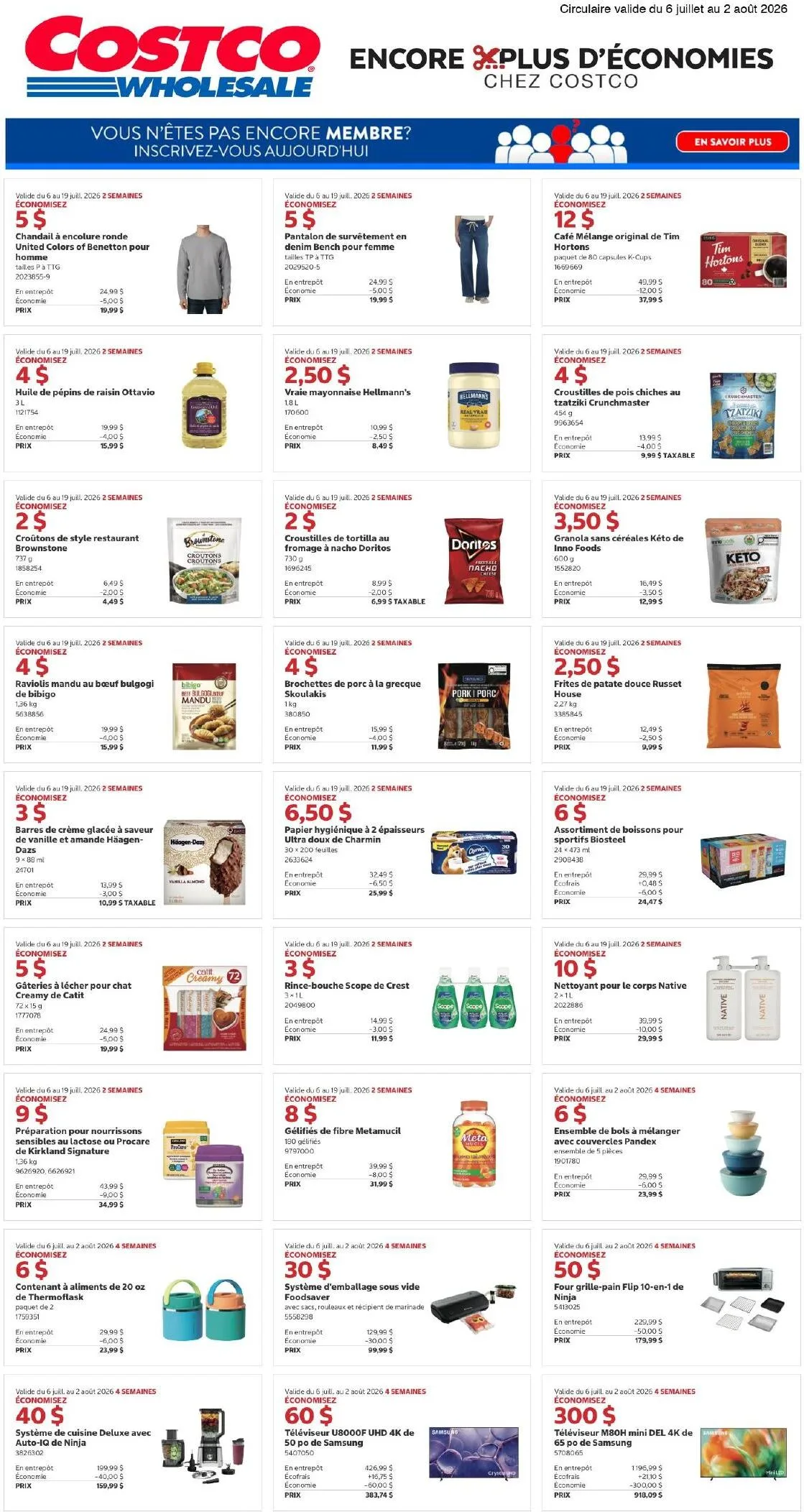Page 1 de la Circulaire Costco du 6 juillet au 2 août 2026