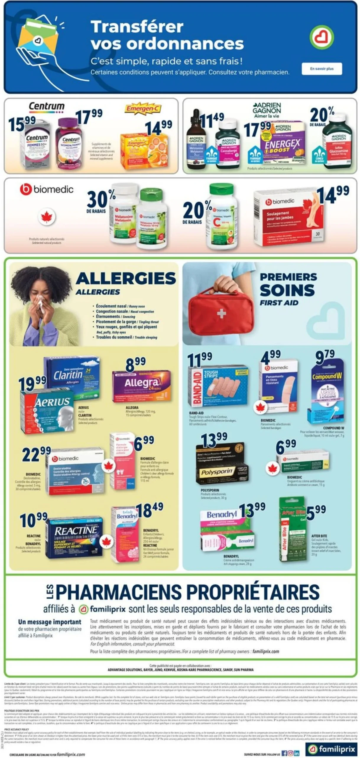 Page 2 de la Circulaire Familiprix Clinique du 30 juillet au 5 août 2026