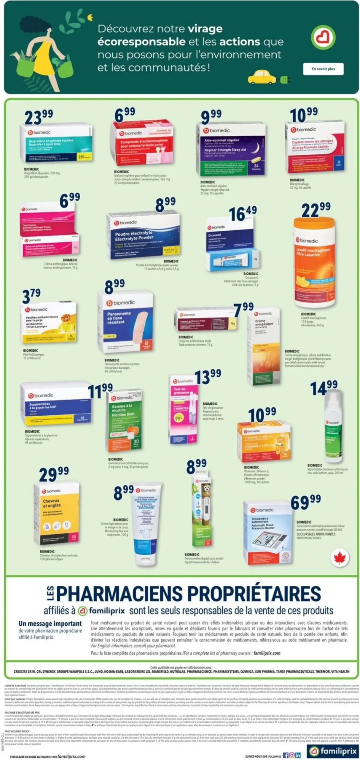 Page 2 de la Circulaire Familiprix Clinique du 9 au 15 juillet 2026