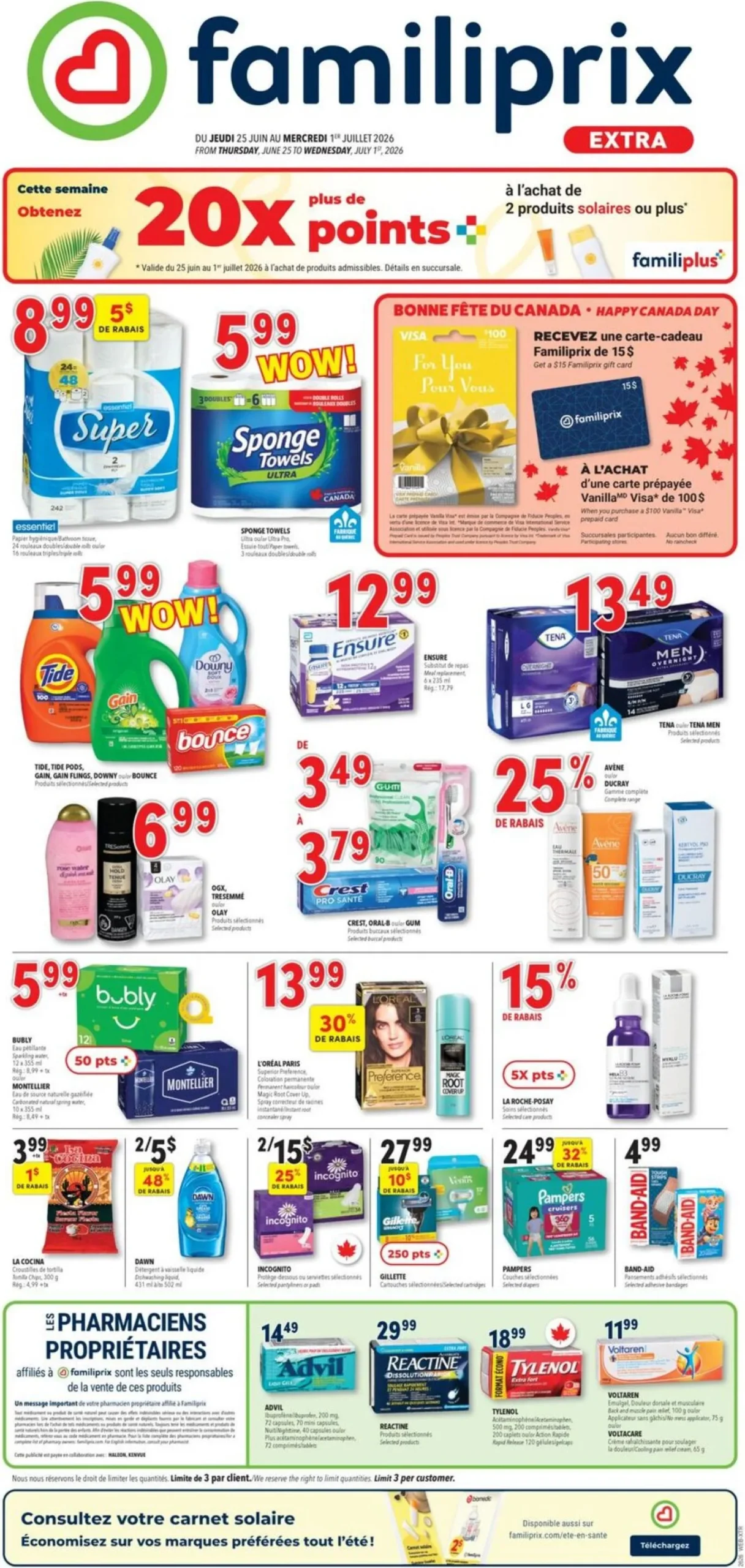 Page 1 de la Circulaire Familiprix Extra du 25 juin au 1 juillet 2026