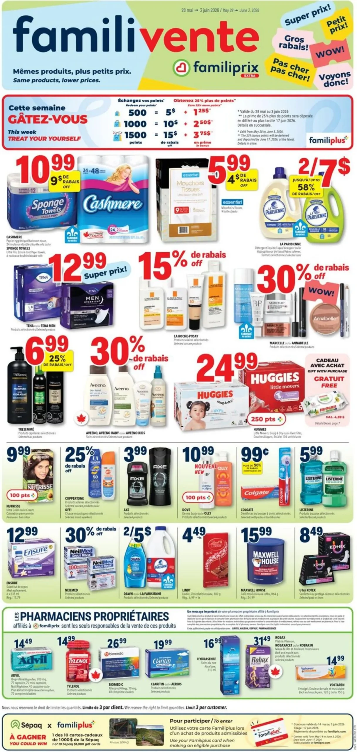 Page 1 de la Circulaire Familiprix Extra du 28 mai au 3 juin 2026
