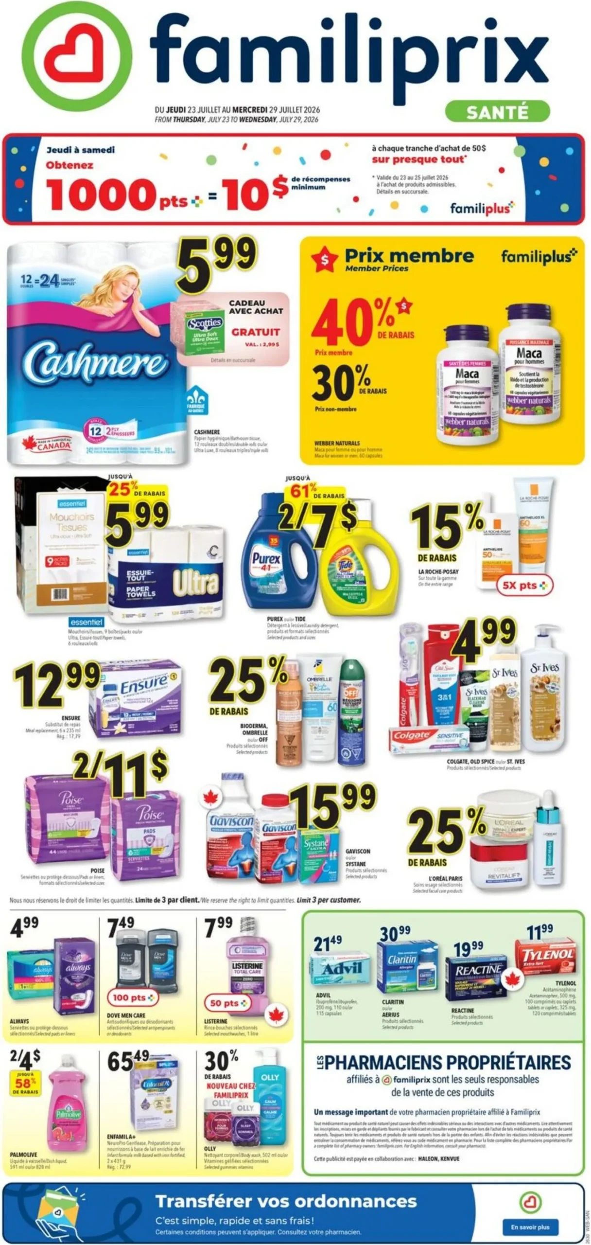 Page 1 de la Circulaire Familiprix Santé du 23 au 29 juillet 2026