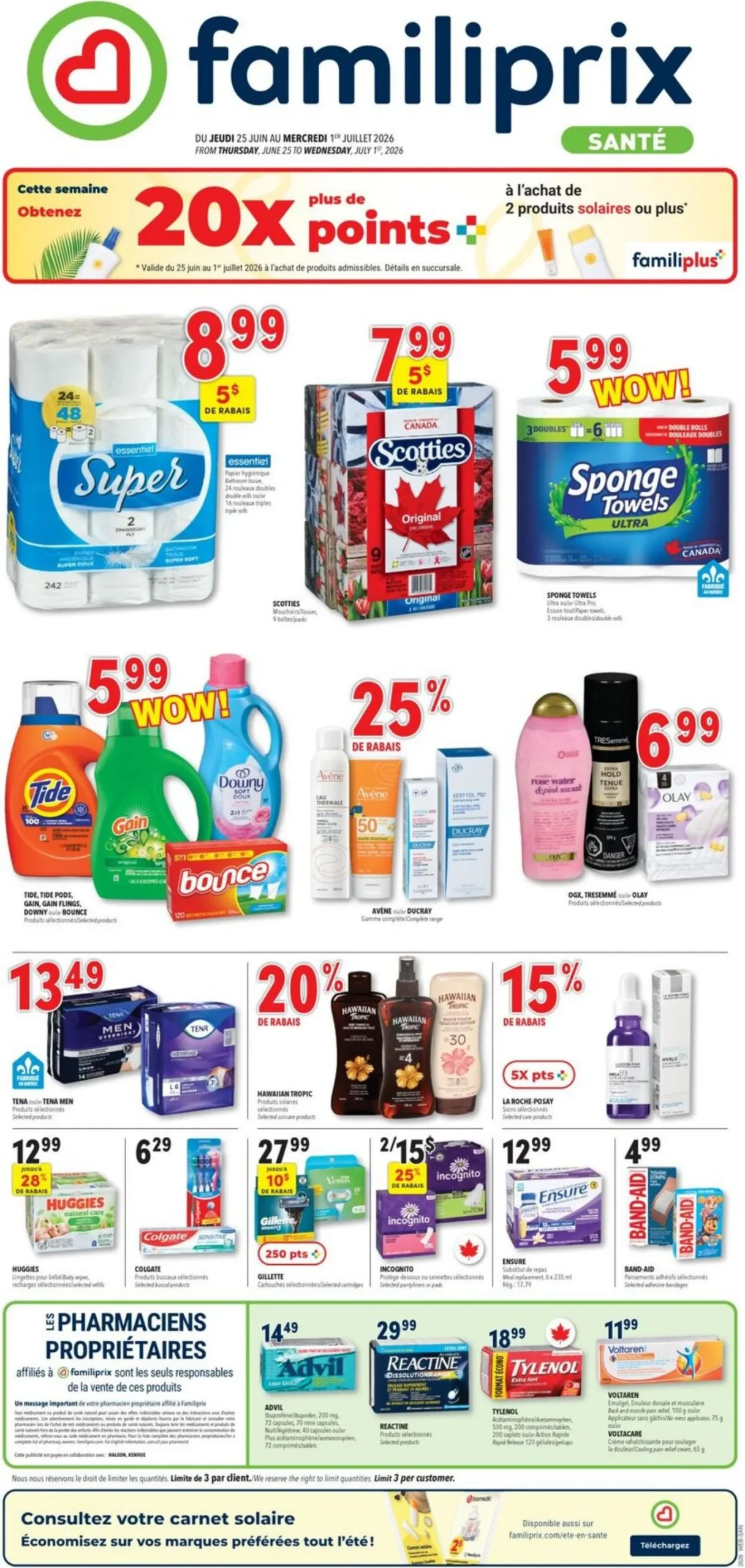 Page 1 de la Circulaire Familiprix Santé du 25 juin au 1 juillet 2026