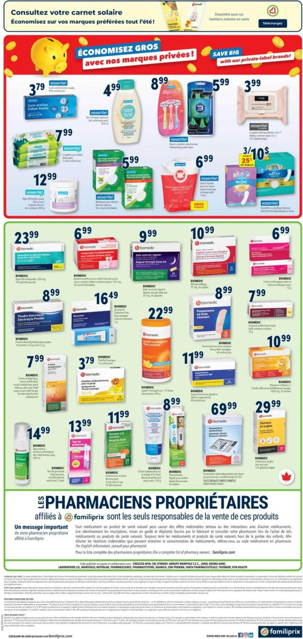 Page 4 de la Circulaire Familiprix Santé du 9 au 15 juillet 2026