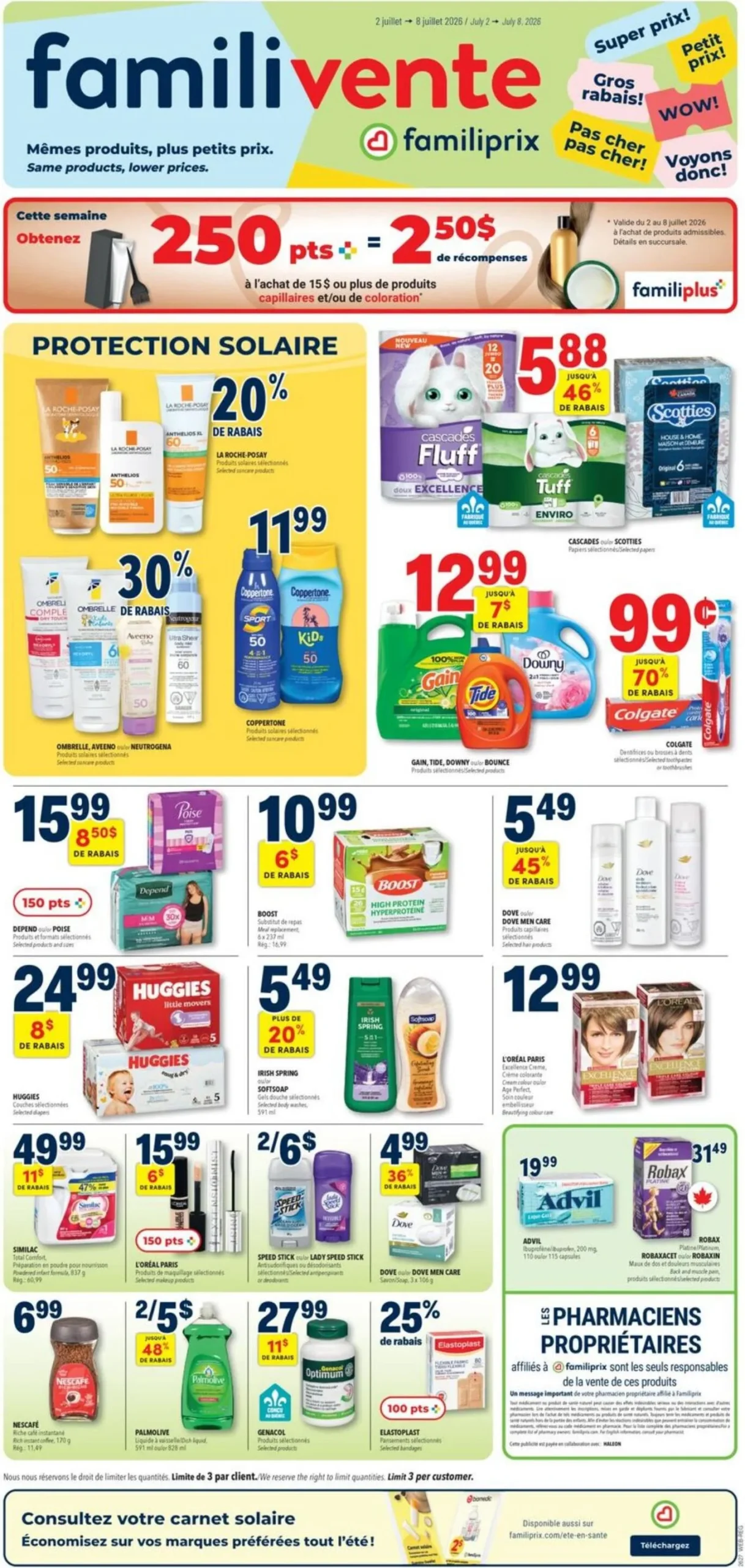 Page 1 de la Circulaire Familiprix du 2 au 8 juillet 2026