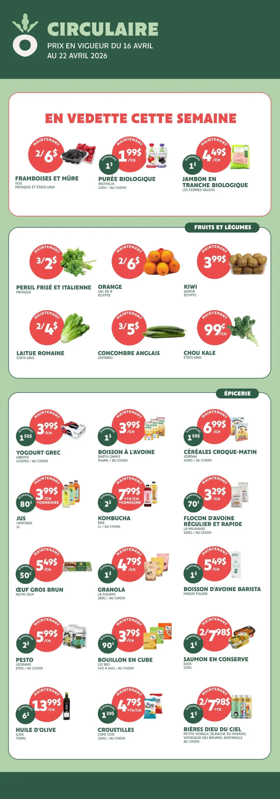 Page 1 de la Circulaire Fraîchement Bon du 16 au 22 avril 2026