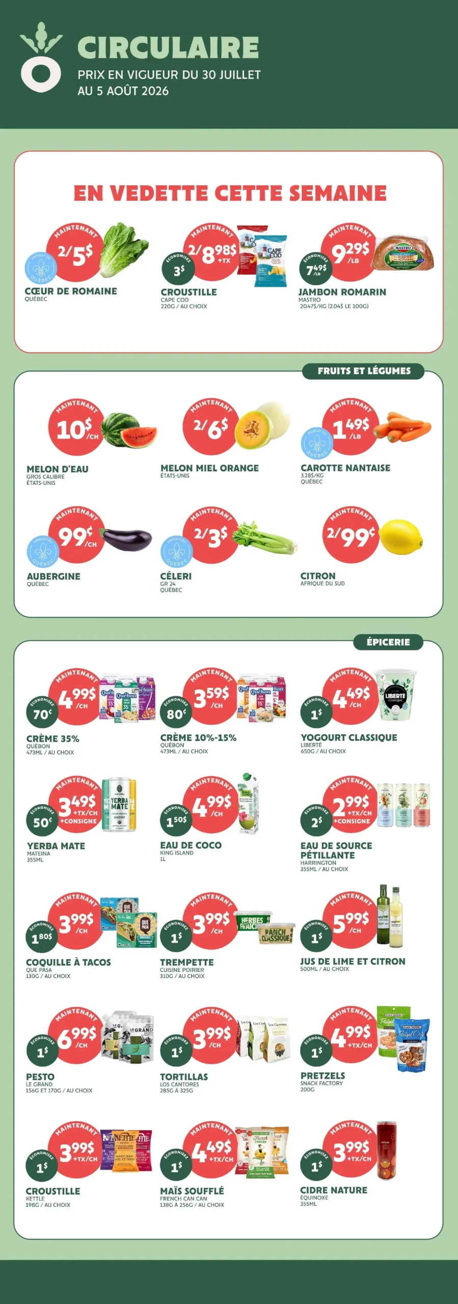 Page 1 de la Circulaire Fraîchement Bon du 30 juillet au 5 août 2026
