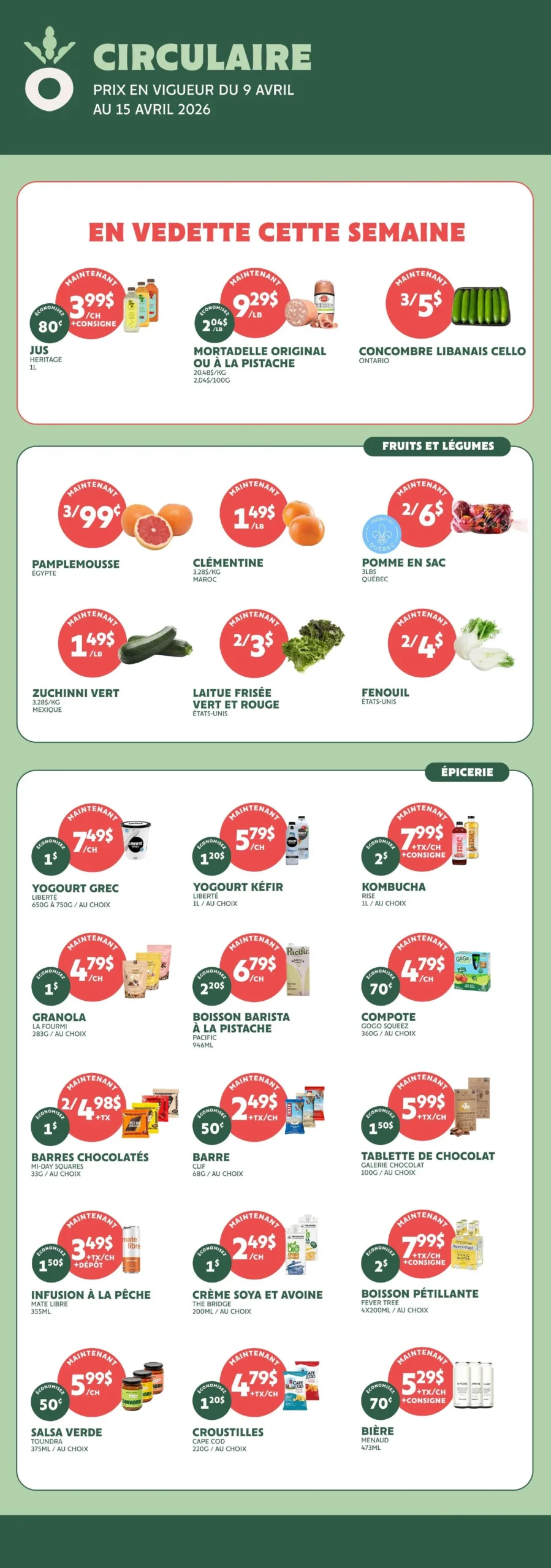 Page 1 de la Circulaire Fraîchement Bon du 9 au 15 avril 2026