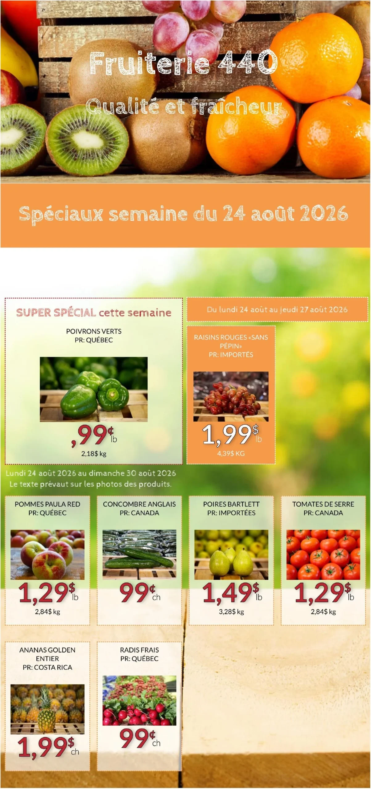 Page 1 de la Circulaire Fruiterie 440 du 24 au 30 août 2026