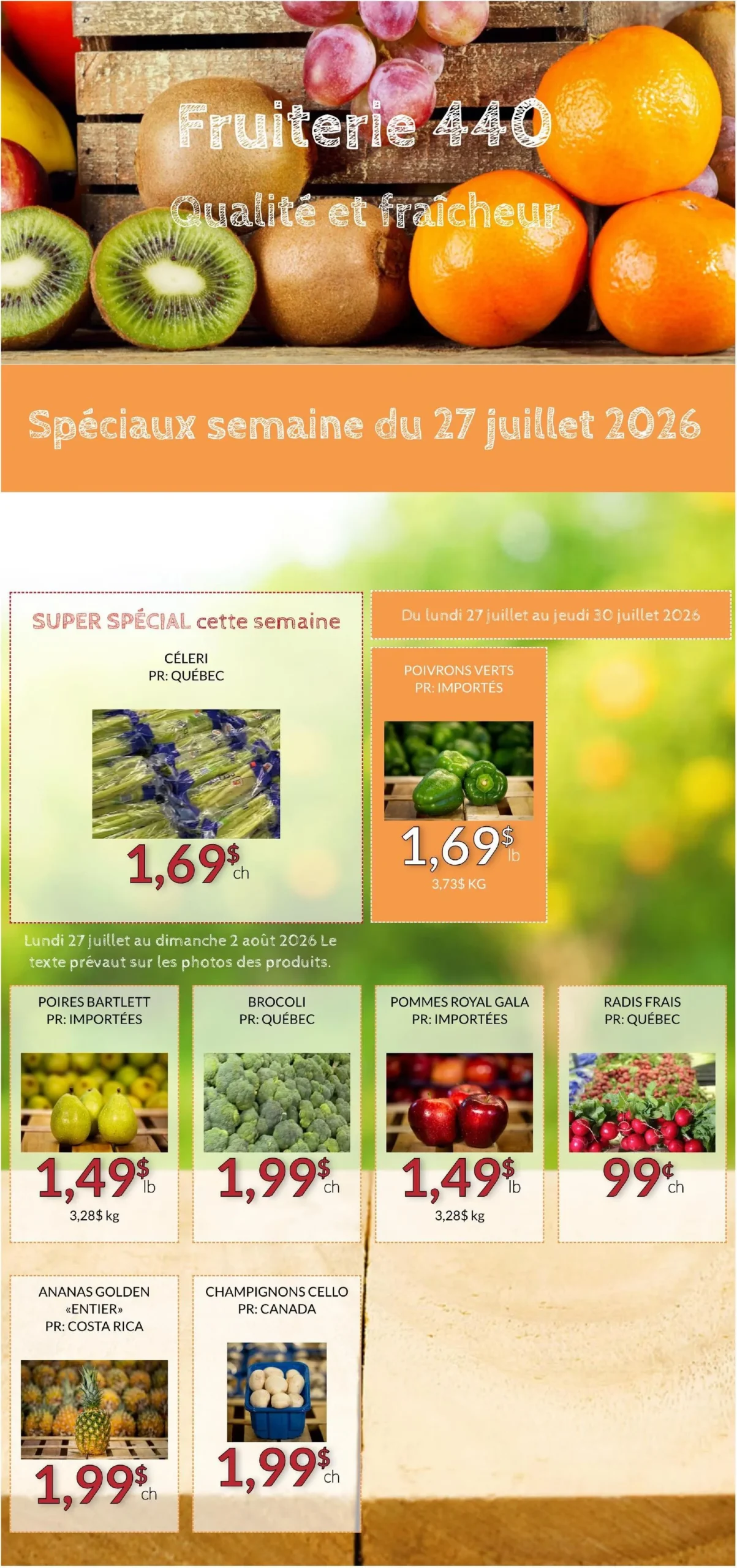 Page 1 de la Circulaire Fruiterie 440 du 27 juillet au 2 août 2026