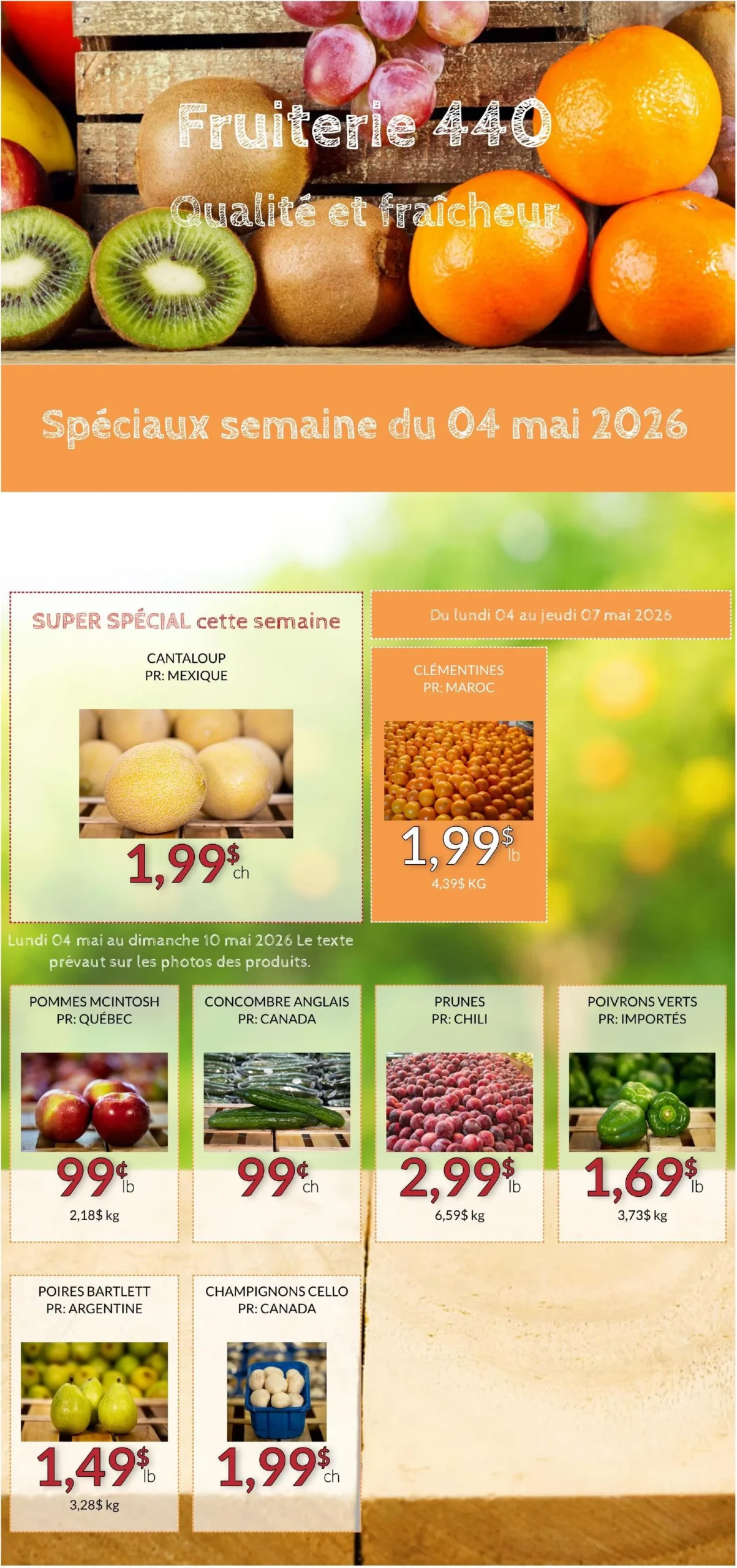 Page 1 de la Circulaire Fruiterie 440 du 4 au 10 mai 2026