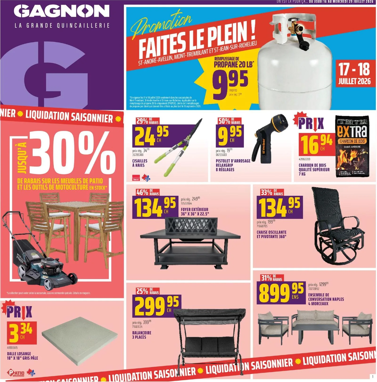 Page 1 de la Circulaire Gagnon du 16 au 29 juillet 2026