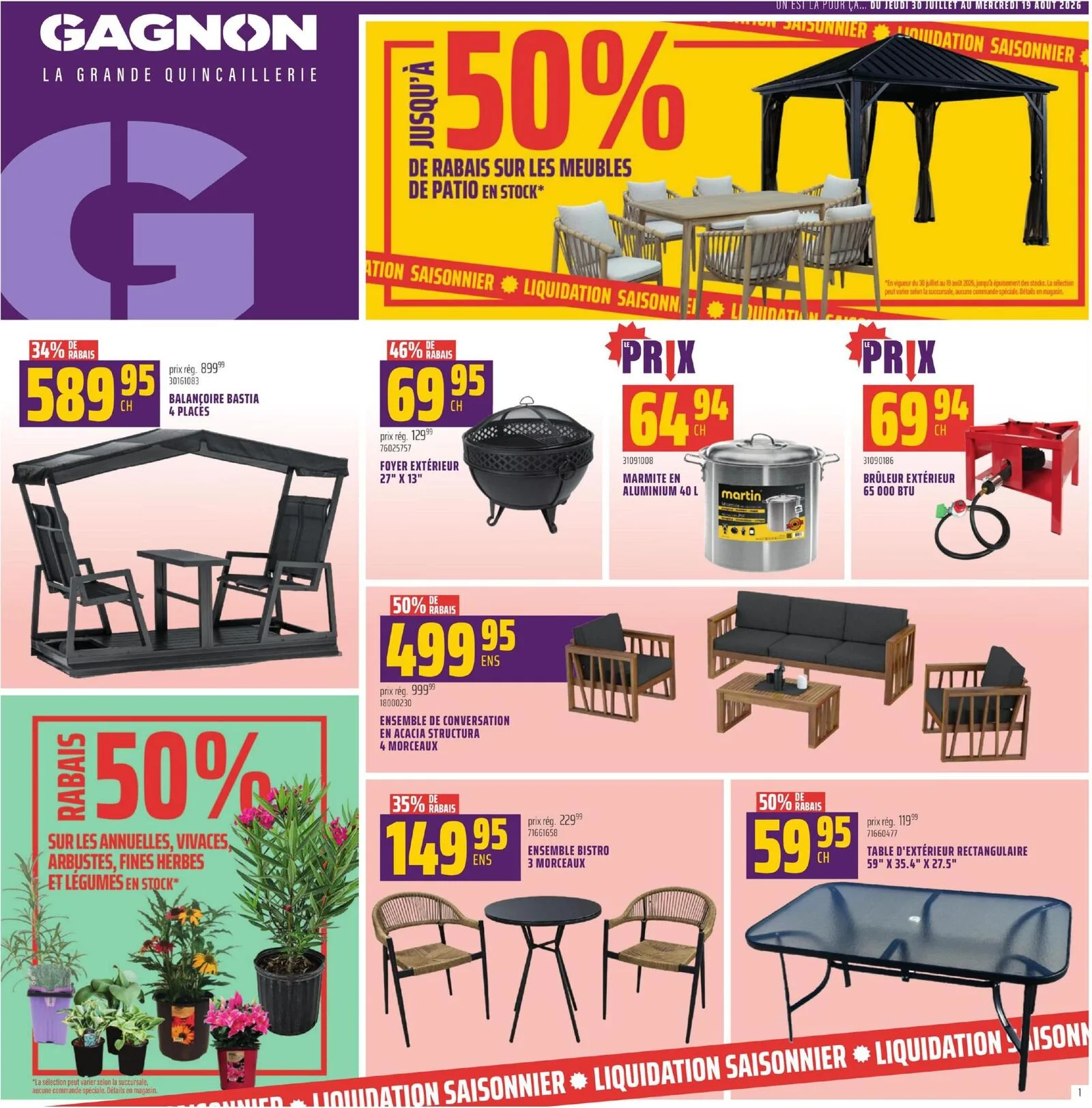 Page 1 de la Circulaire Gagnon du 30 juillet au 19 août 2026