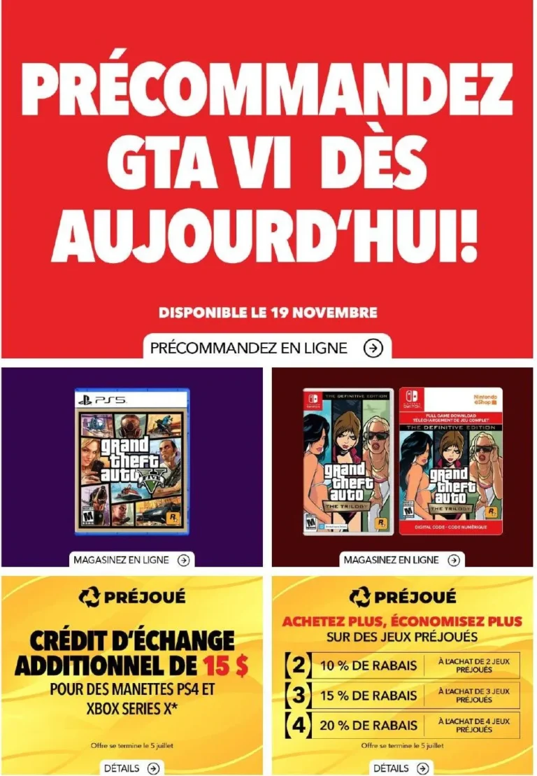 Page 1 de la circulaire GameStop 2 juill. au 8 juill.