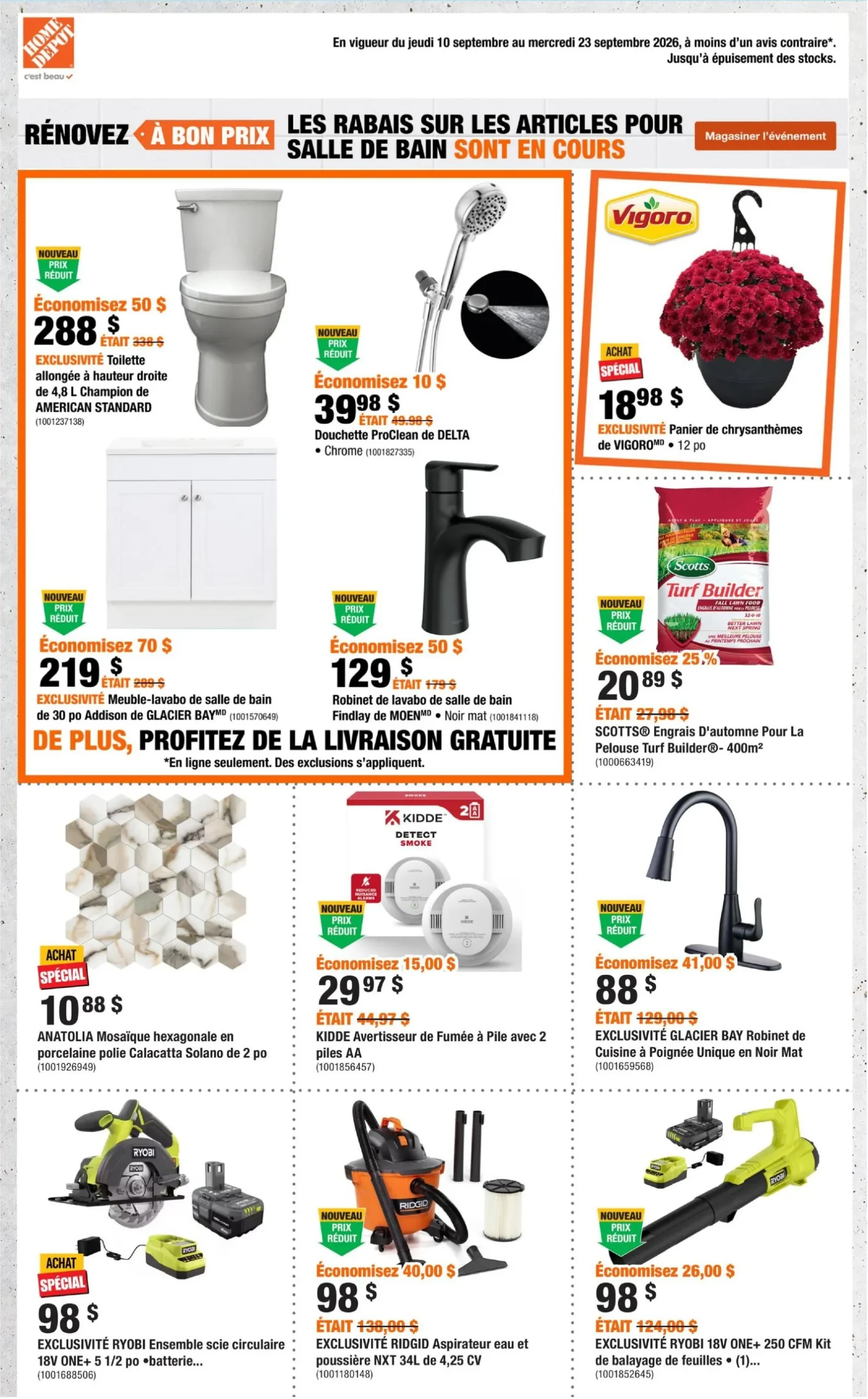Page 1 de la Circulaire Home Depot du 10 au 23 septembre 2026