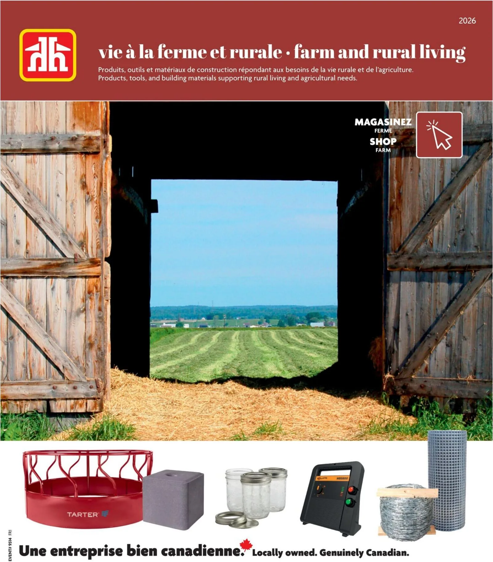 Page 1 de la Circulaire Home Hardware Vie à la ferme du 2 avril au 31 décembre 2026