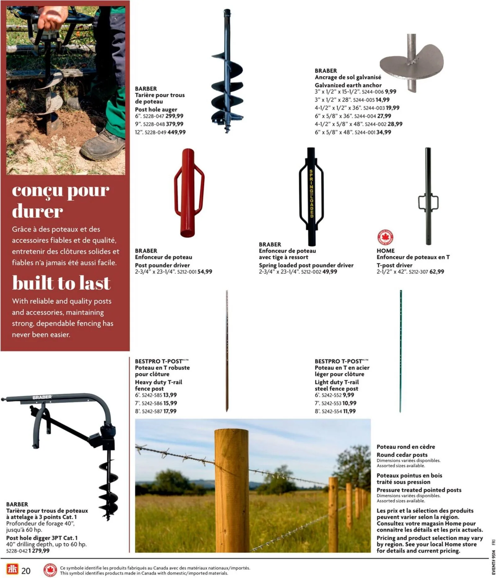 Page 20 de la Circulaire Home Hardware Vie à la ferme du 2 avril au 31 décembre 2026