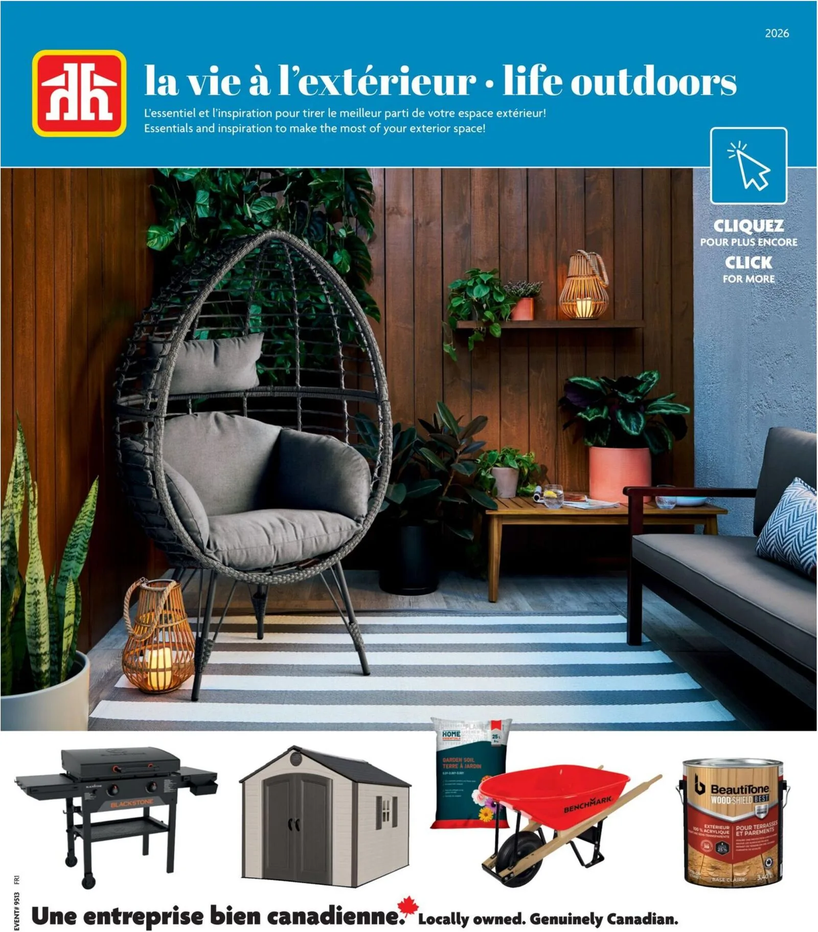 Page 1 de la Circulaire Home Hardware Vie à l&rsquo;extérieur du 26 mars au 17 juin 2026