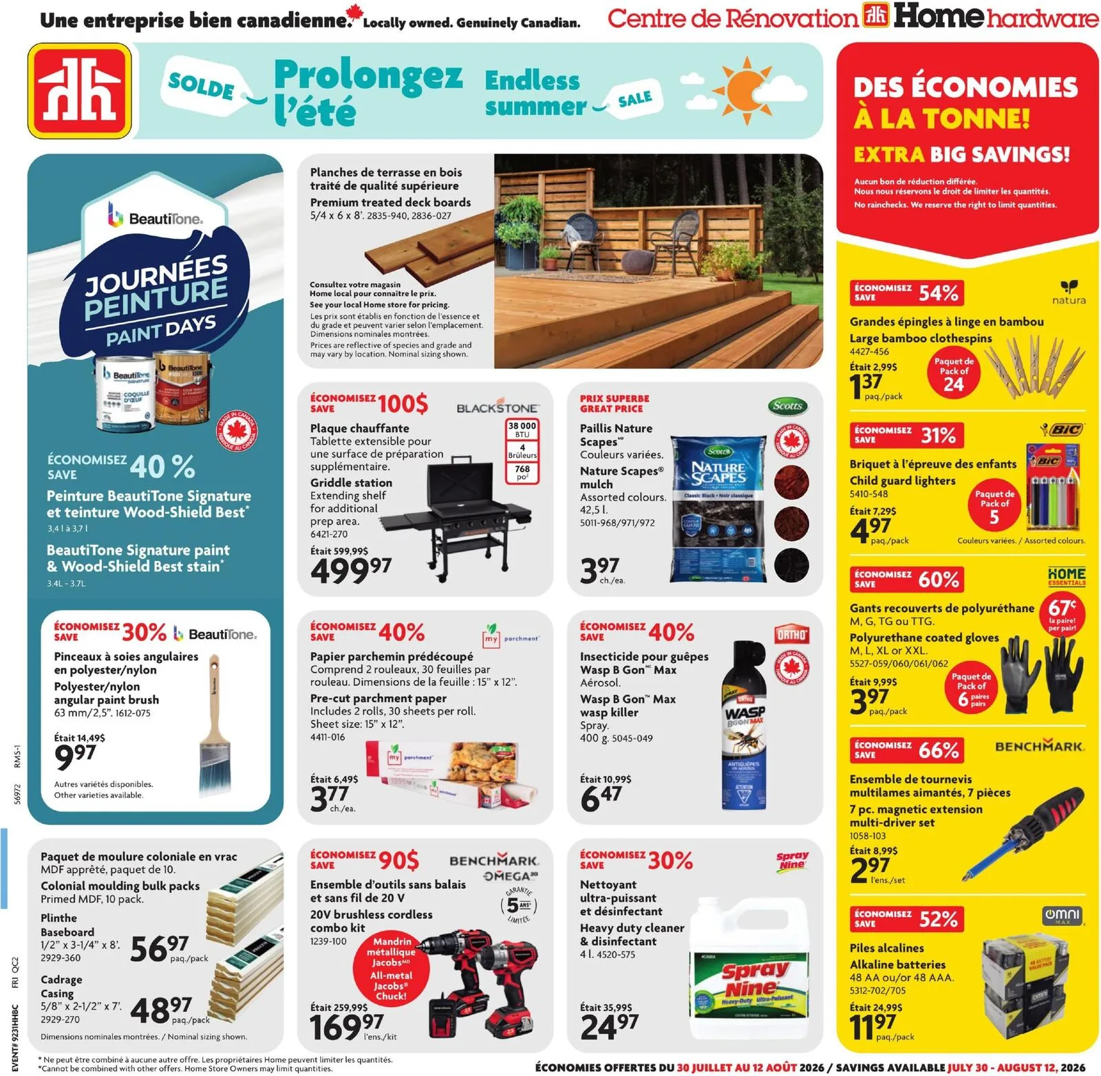 Page 1 de la Circulaire Home Hardware du 30 juillet au 12 août 2026